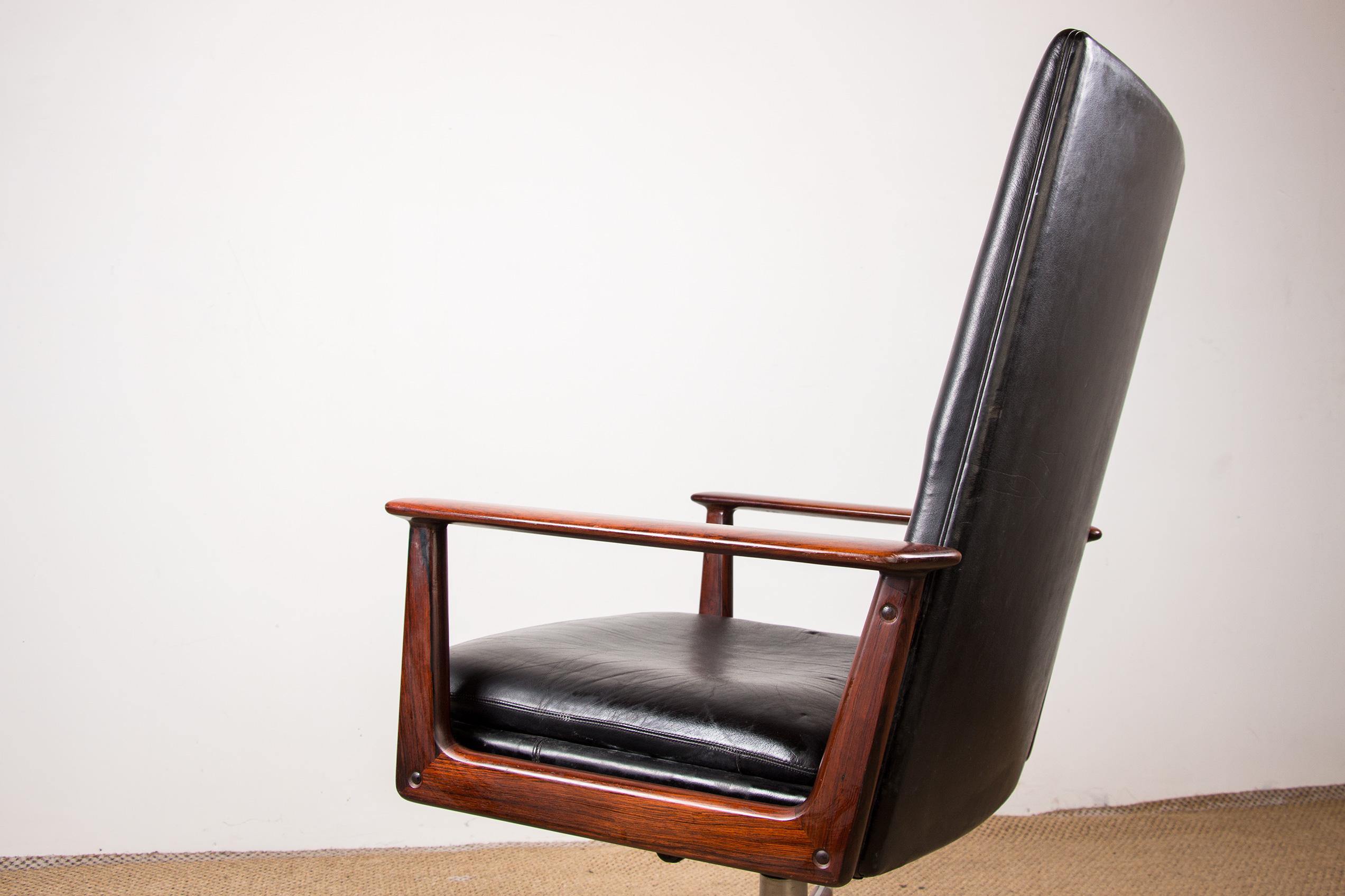 Large Danish Rio Rosewood & Leather Model 419 Desk Chair by Arne Vodder Sibast 9
