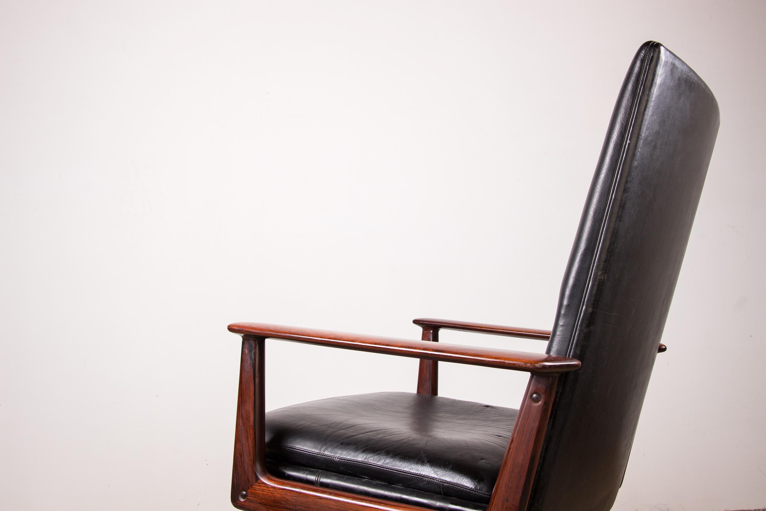 Large Danish Rio Rosewood & Leather Model 419 Desk Chair by Arne Vodder Sibast 10