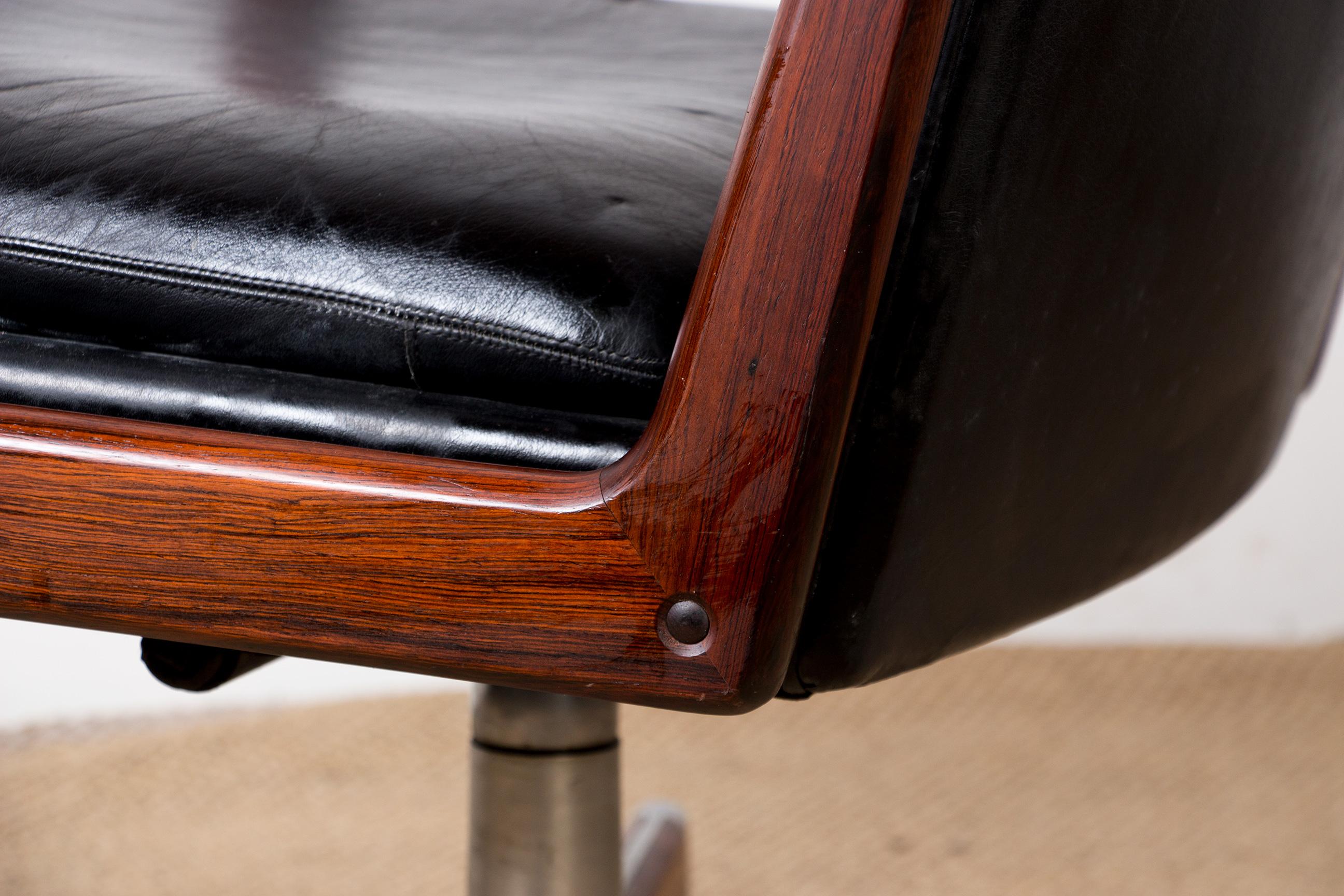 Large Danish Rio Rosewood & Leather Model 419 Desk Chair by Arne Vodder Sibast 11