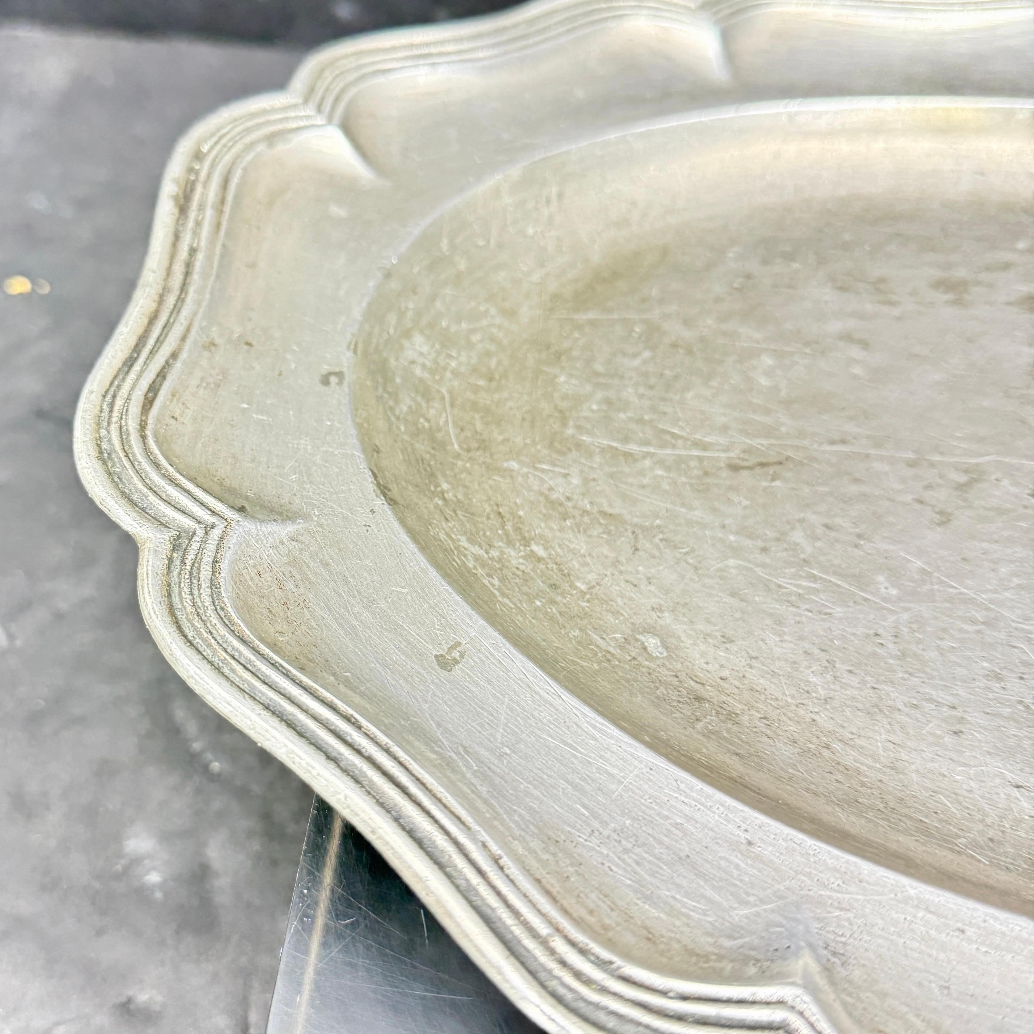 Large Danish Rococo Pewter Charger Tray, c 1780 For Sale 5