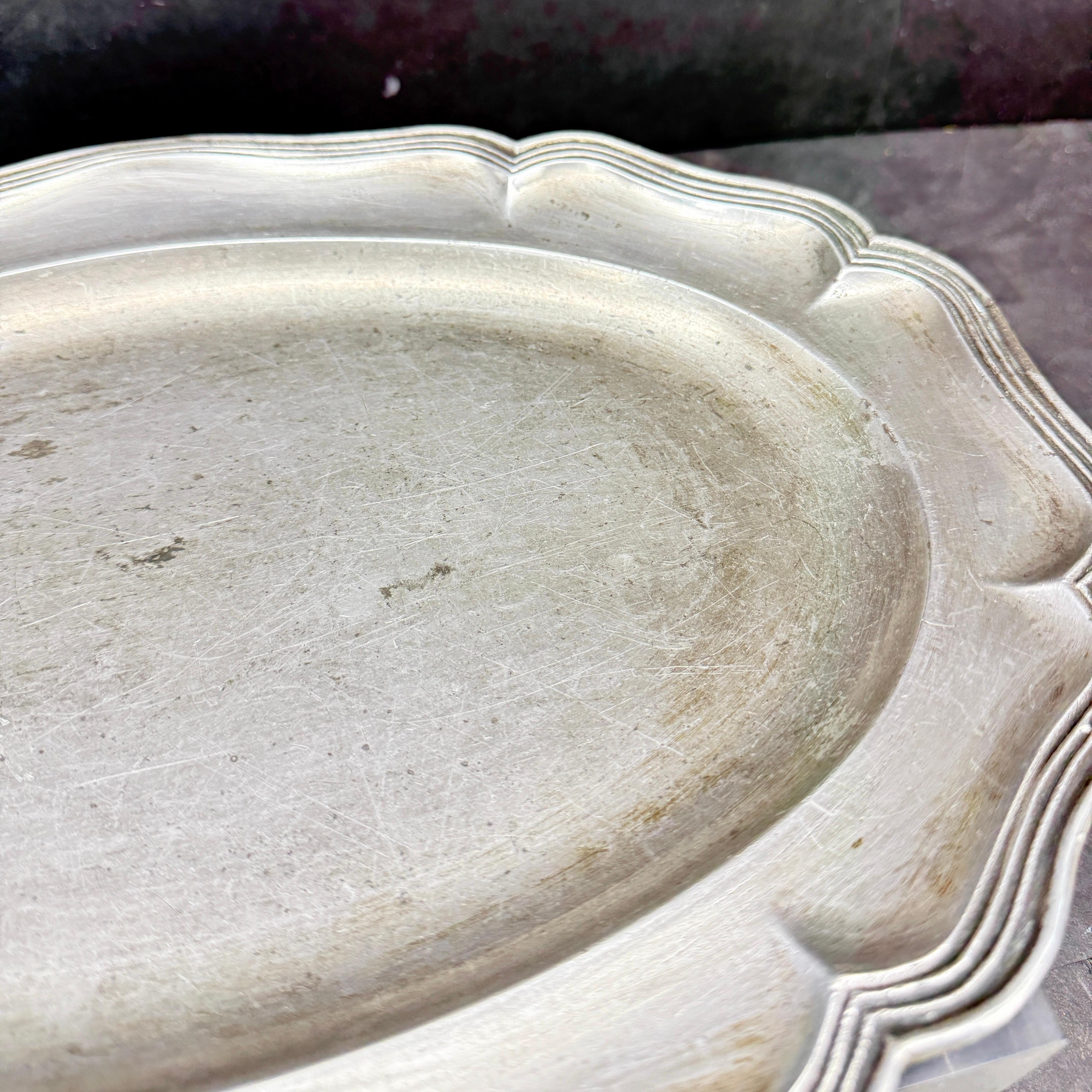 Large Danish Rococo Pewter Charger Tray, c 1780 For Sale 6