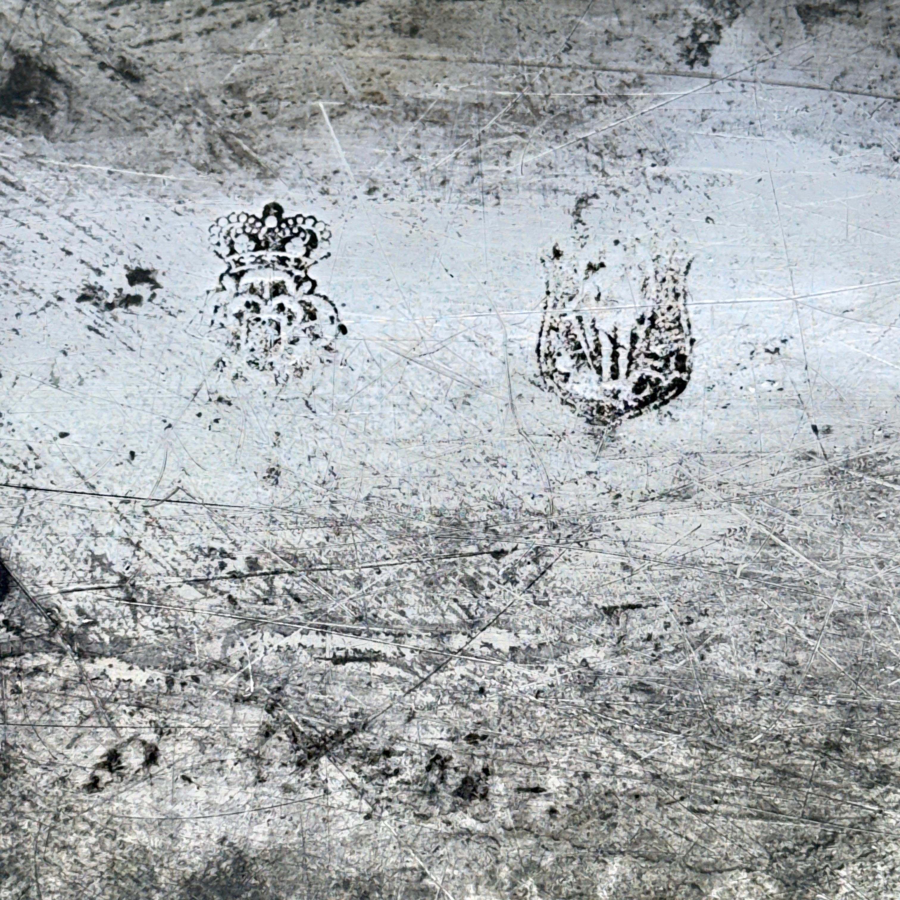 18th Century Large Danish Rococo Pewter Charger Tray, c 1780 For Sale