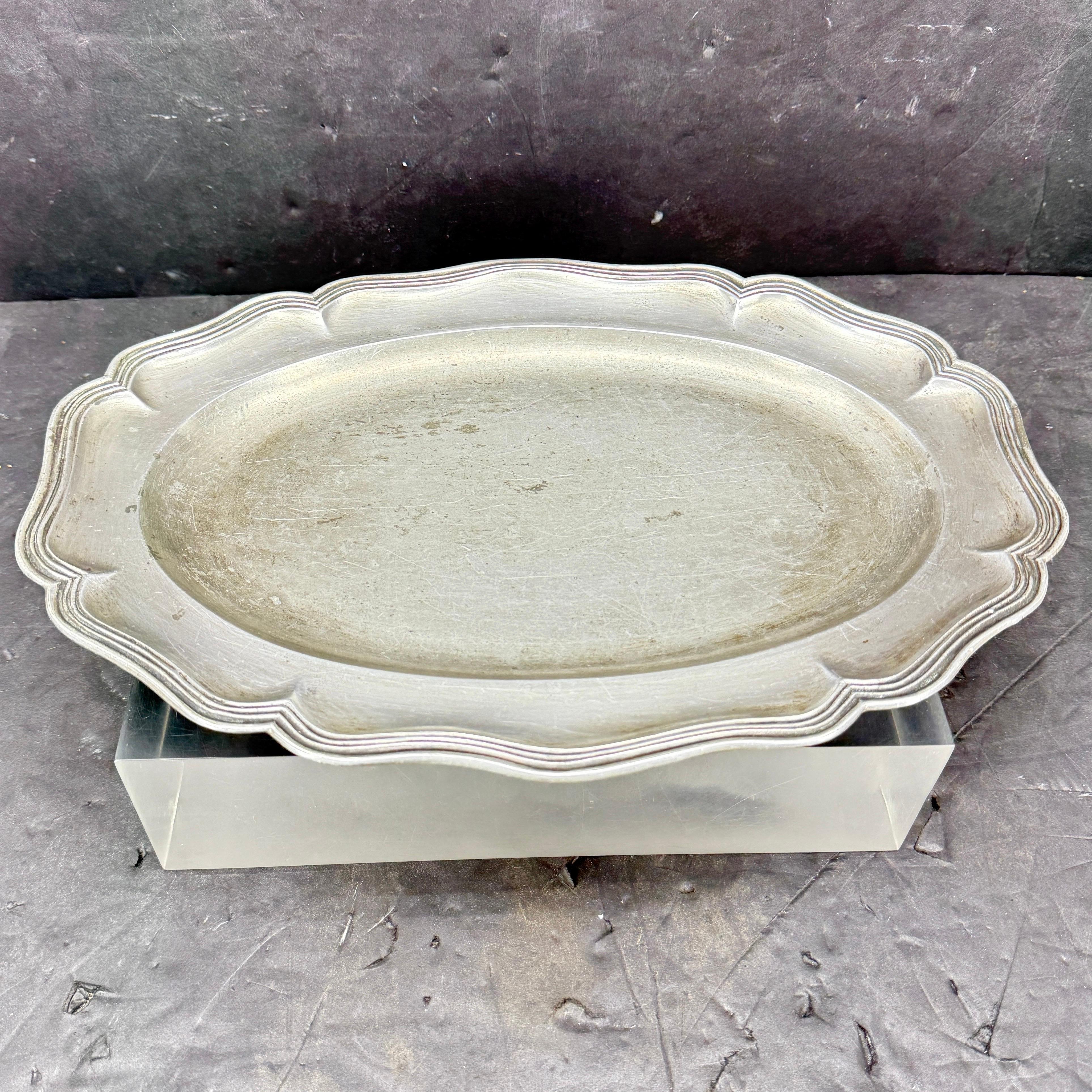 Large Danish Rococo Pewter Charger Tray, c 1780 For Sale 4