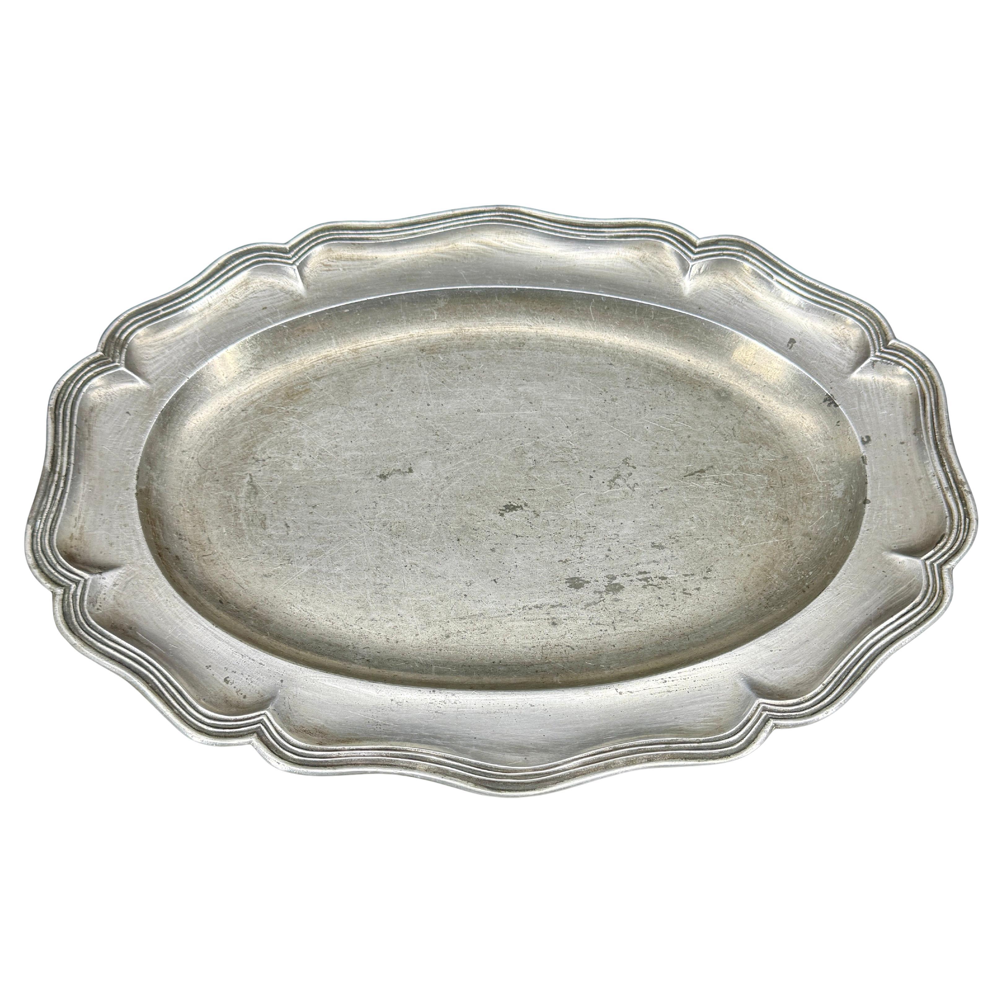 Large Danish Rococo Pewter Charger Tray, c 1780 For Sale