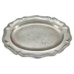 Large Danish Rococo Pewter Charger Tray, c 1780