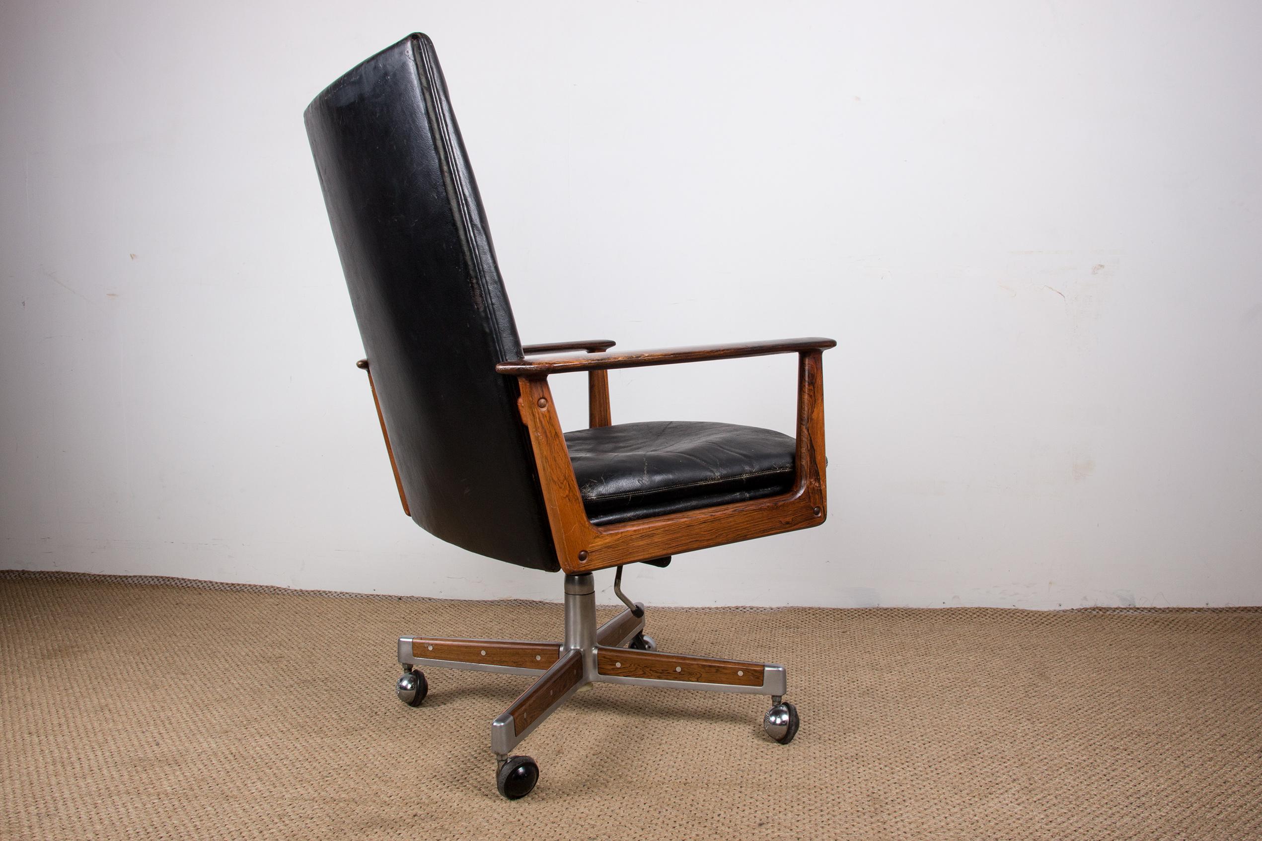 Large Danish Rosewood and Leather Office Armchair Model 419, Arne Vodder Sibast 8