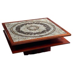 Grande Tavolino danese in palissandro Ox Art con piastrelle in ceramica