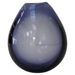 Große dänische saphirblaue Tropfenvase von Per Lütken für Holmegaard, 1960er Jahre.