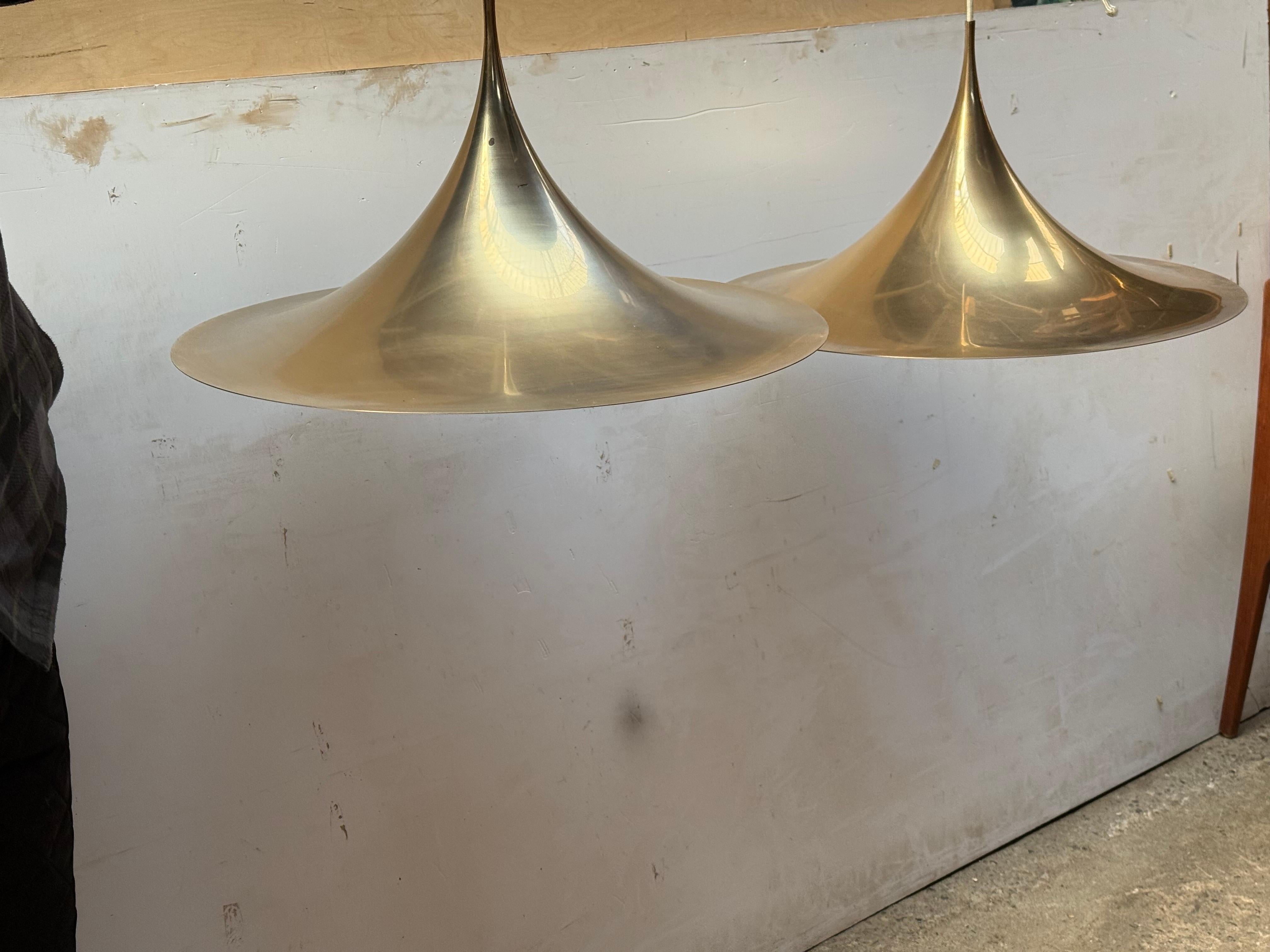 Mid-Century Modern Large Danish Semi Pendant Lamps by Bonderup and Thorup for Fog and Morup, 1960s For Sale