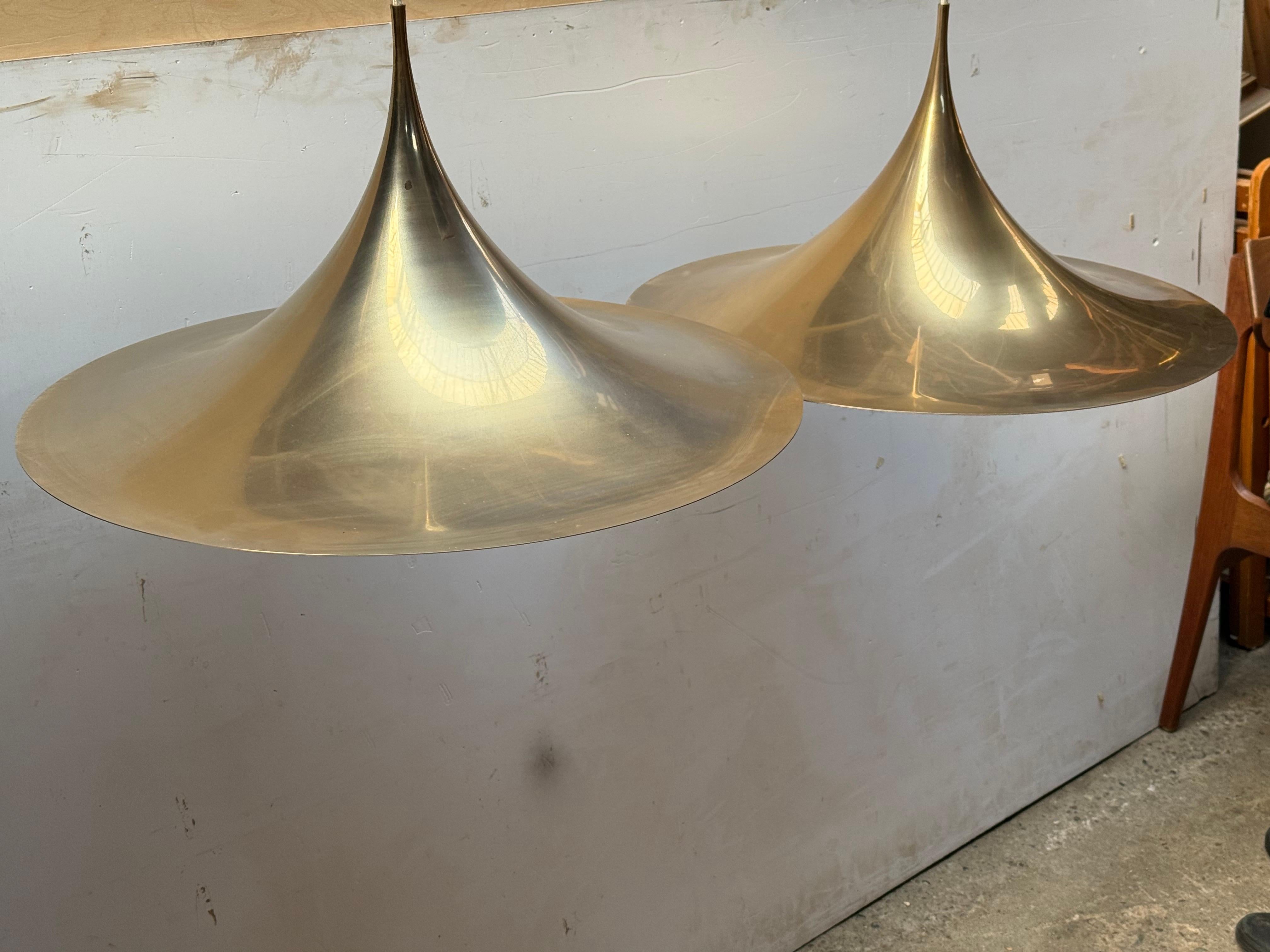 Mid-20th Century Large Danish Semi Pendant Lamps by Bonderup and Thorup for Fog and Morup, 1960s For Sale