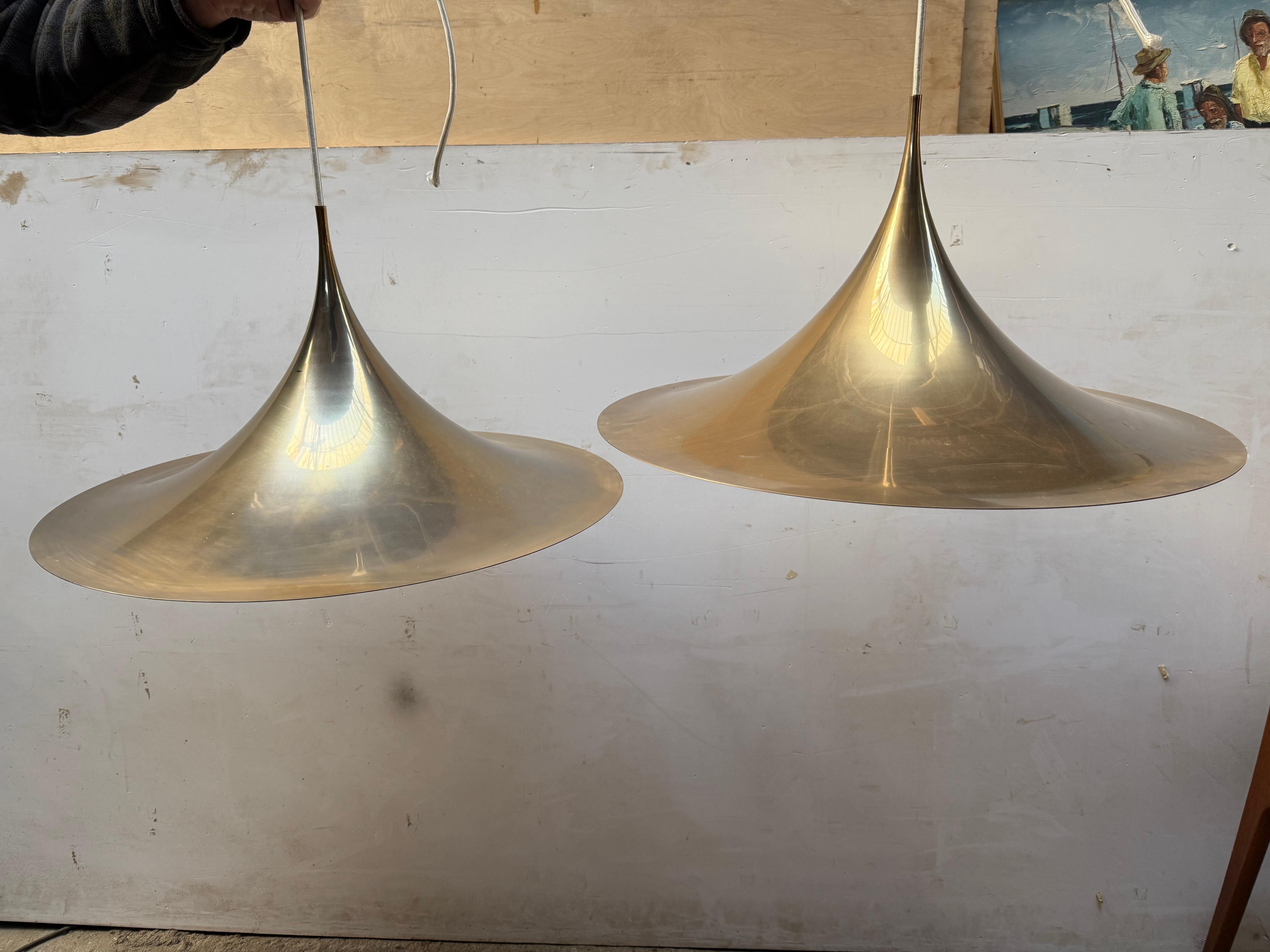 Metal Large Danish Semi Pendant Lamps by Bonderup and Thorup for Fog and Morup, 1960s For Sale