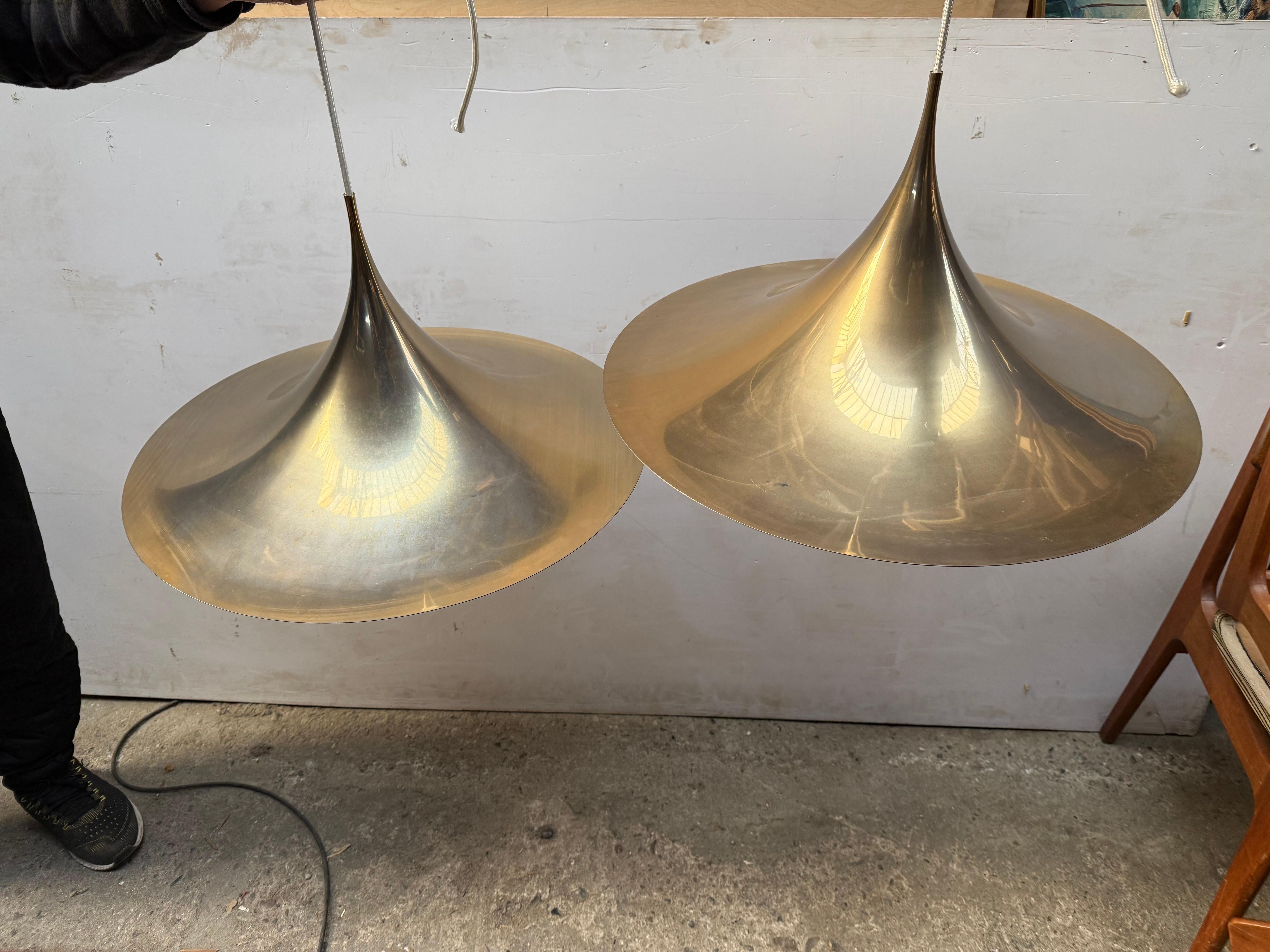 Large Danish Semi Pendant Lamps by Bonderup and Thorup for Fog and Morup, 1960s For Sale 2