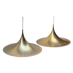 Large Danish Semi Pendant Lamps by Bonderup and Thorup for Fog and Morup, 1960s