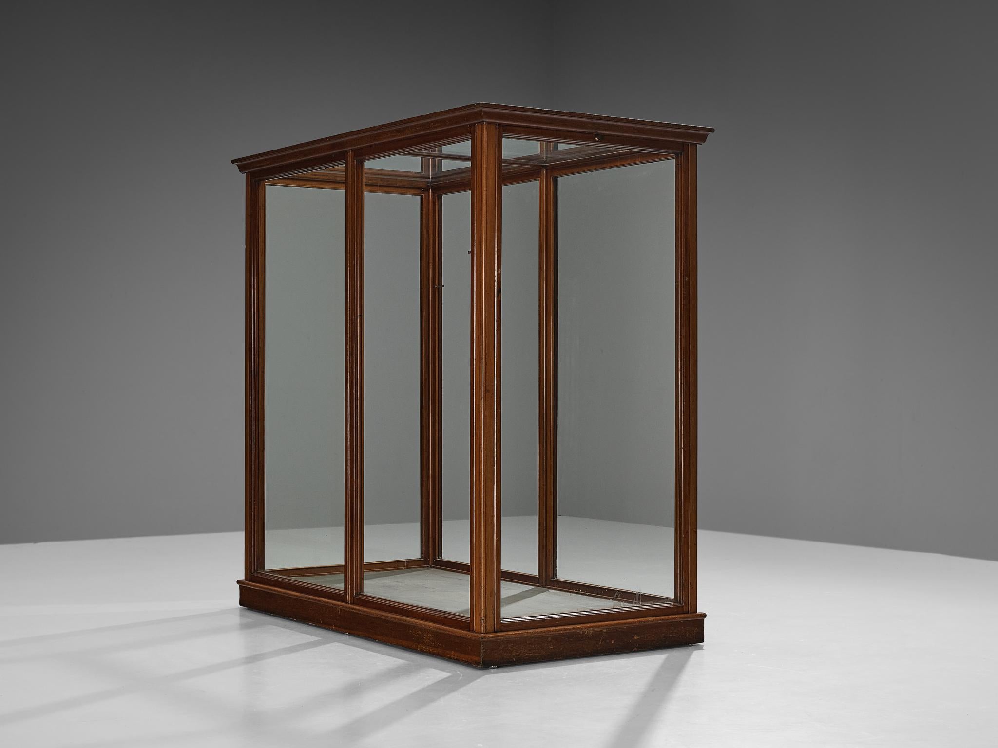 Showcase or vitrine, stained mahogany, original glass, Denmark, 1930s

A large rectangular-shaped showcase that is ideal for exhibiting your valued items. The vitrine offers a lot of presentation space, with a length of 287.5 cm (113.19 in.). This
