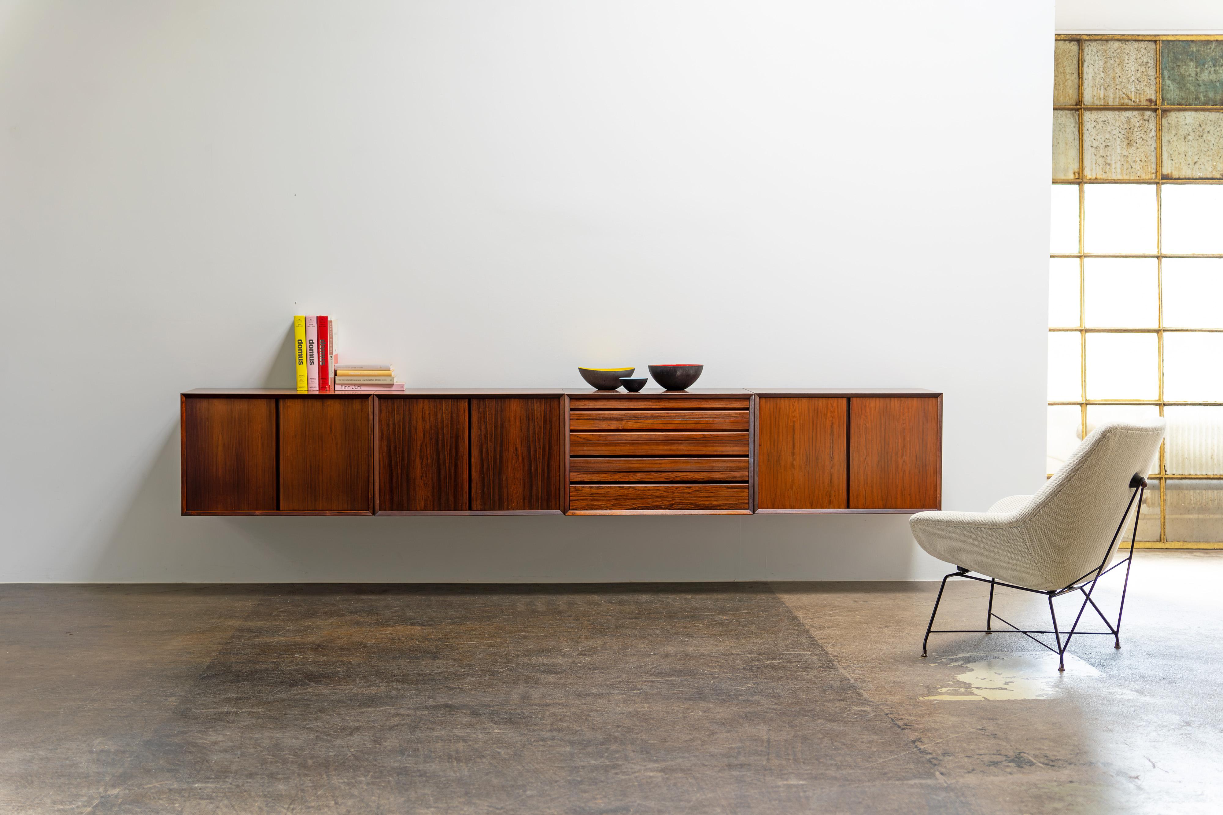 Large Danish Sideboard by Poul Cadovius Rosewood Wall-Mounted 1960s 6