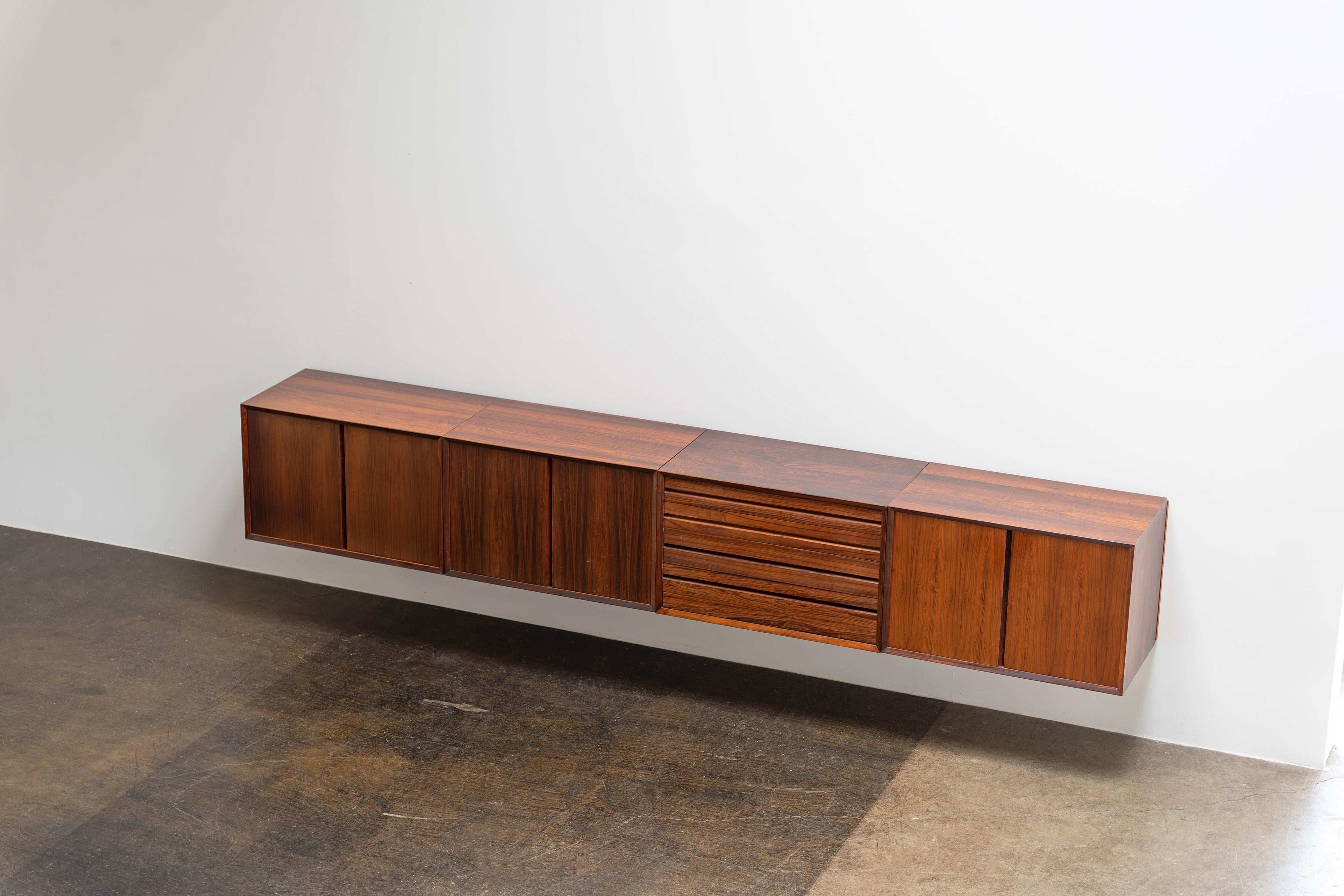 Large Danish Sideboard by Poul Cadovius Rosewood Wall-Mounted 1960s 3