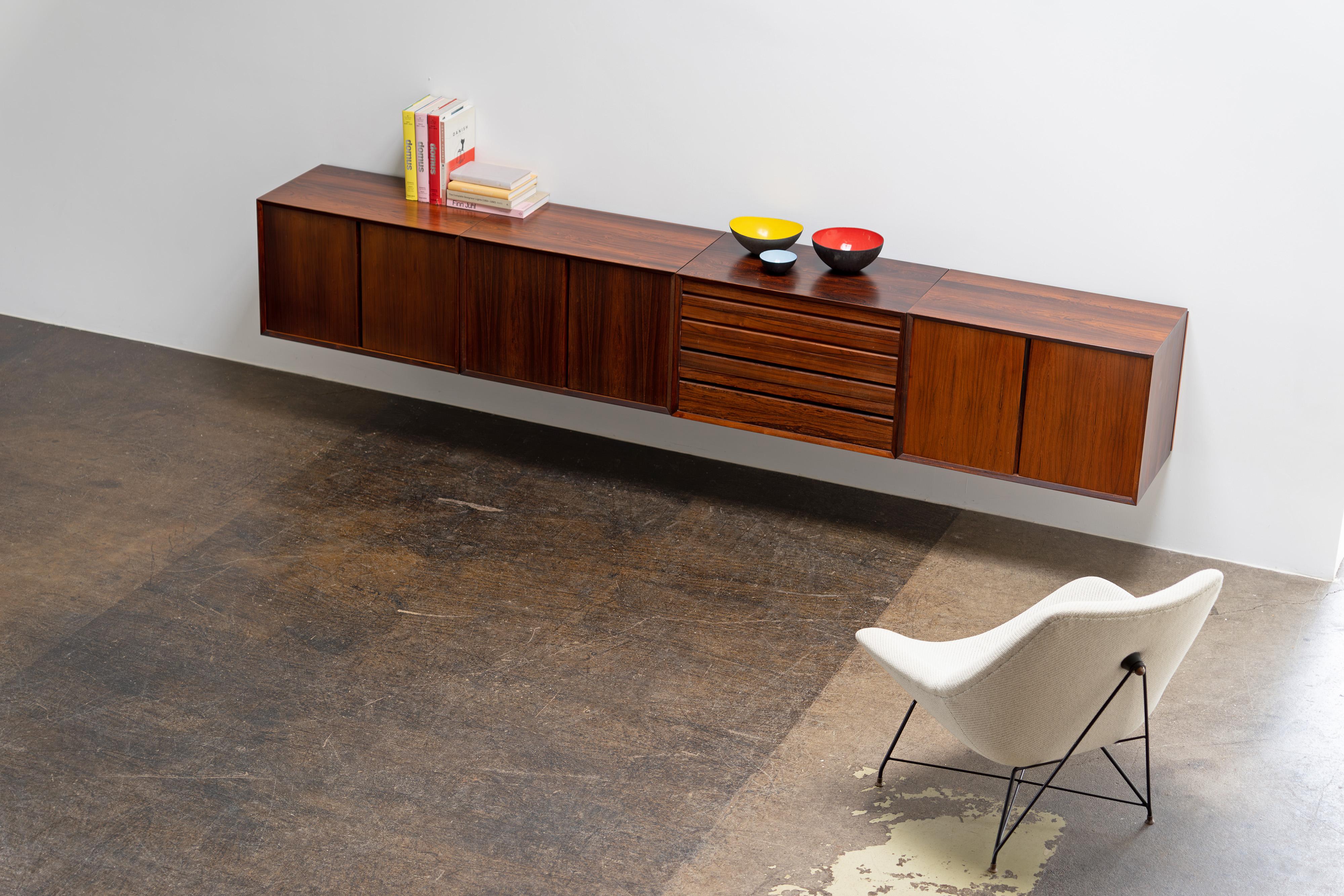 Large Danish Sideboard by Poul Cadovius Rosewood Wall-Mounted 1960s 4