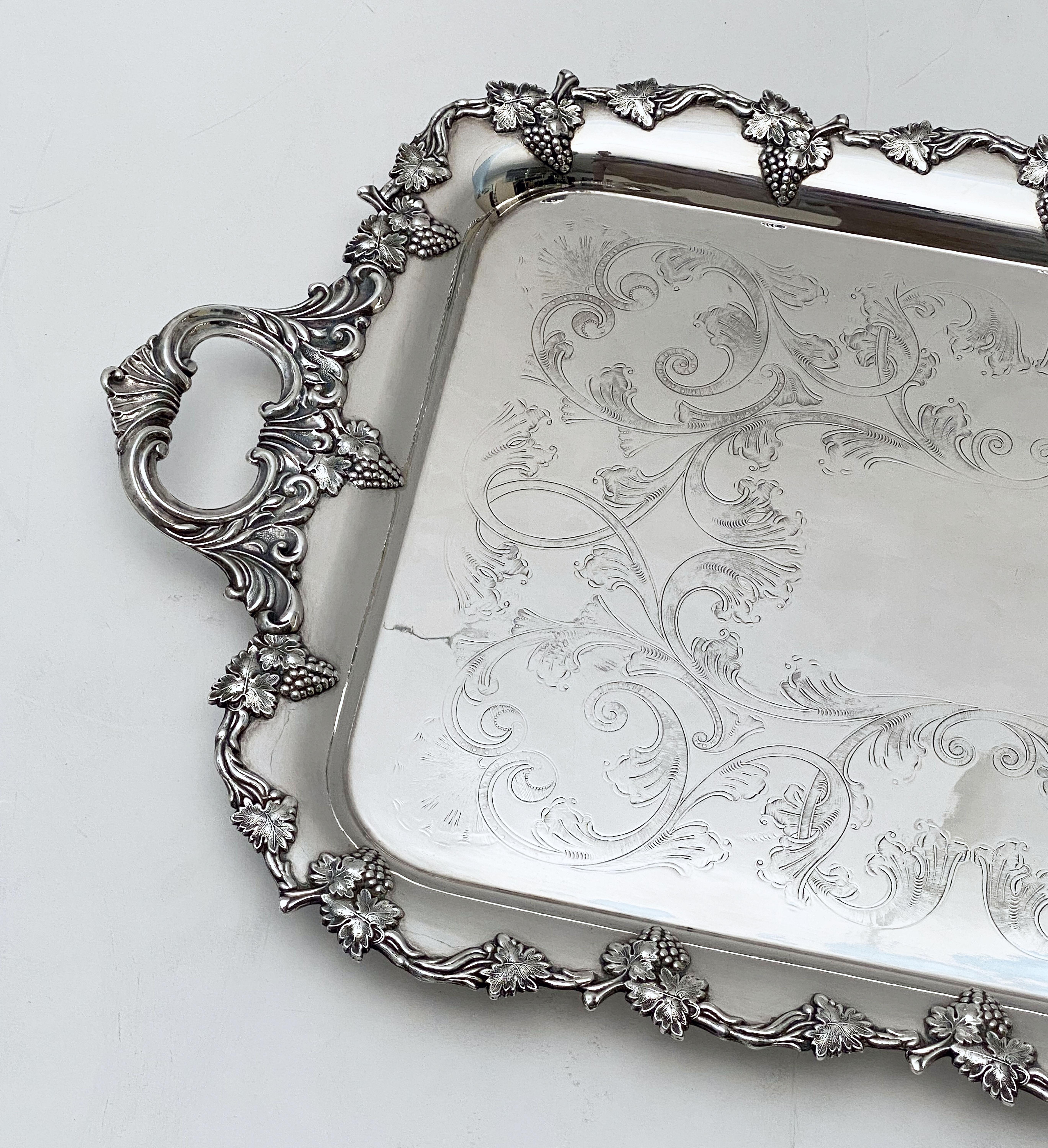 Large Danish Silver Rectangular Serving or Drinks Tray 2