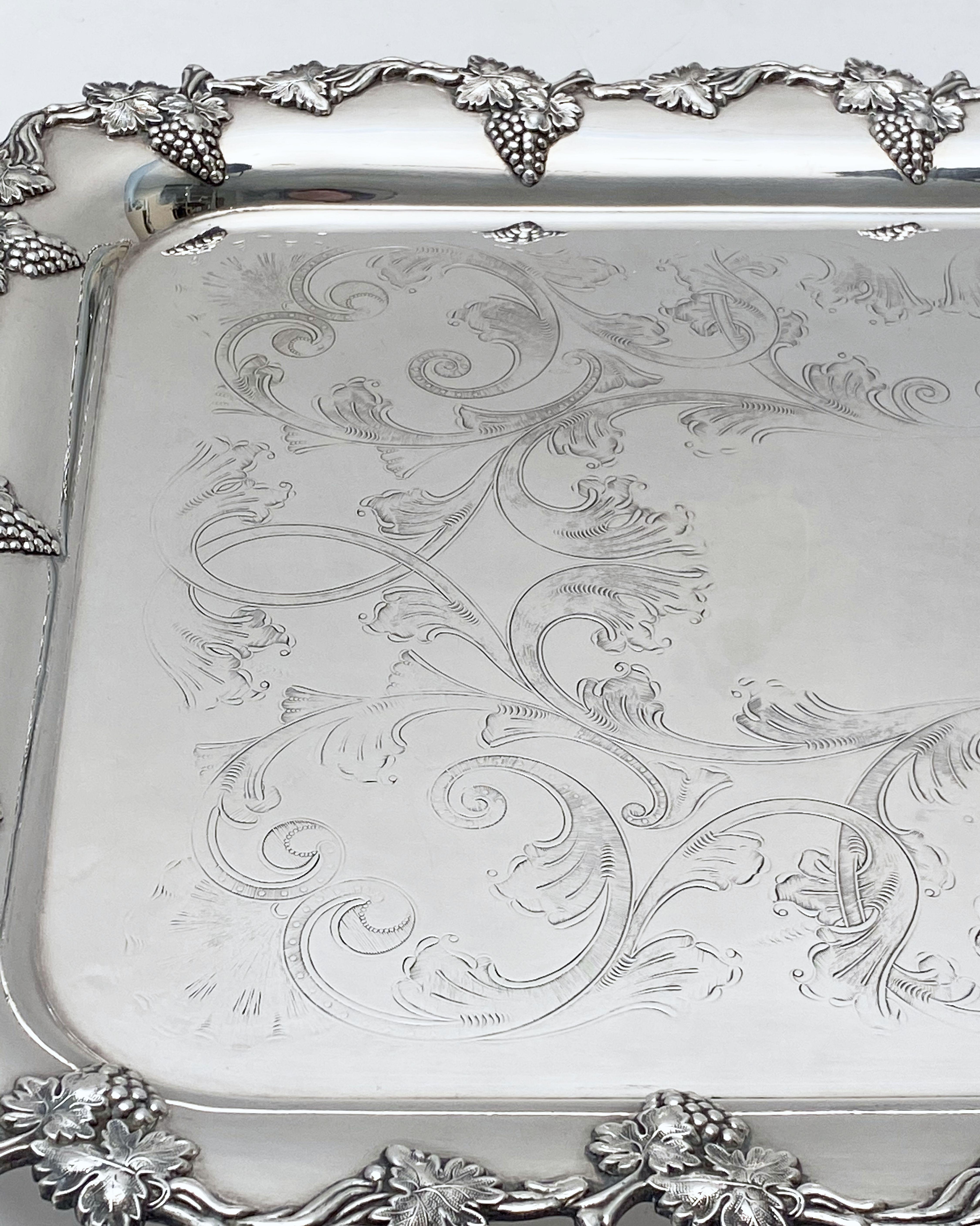 Large Danish Silver Rectangular Serving or Drinks Tray 7
