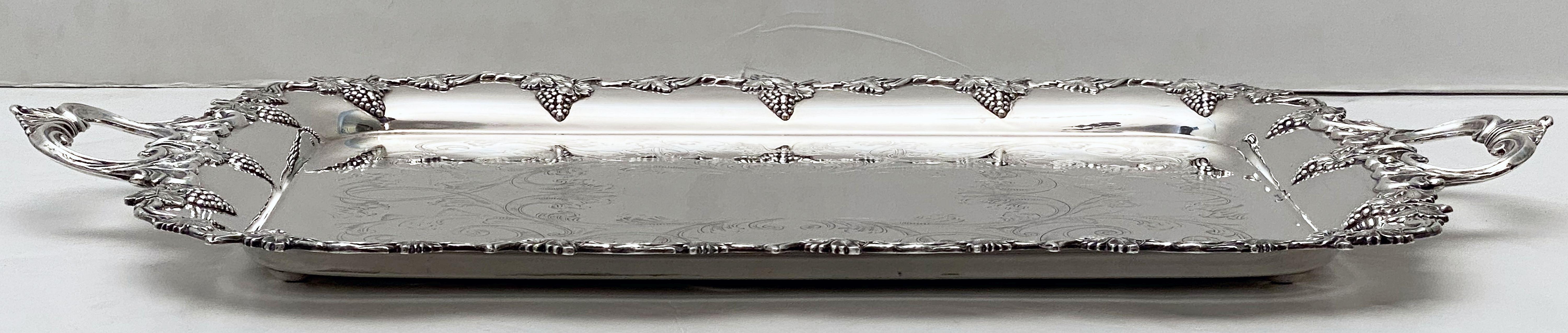 Large Danish Silver Rectangular Serving or Drinks Tray In Good Condition In Austin, TX