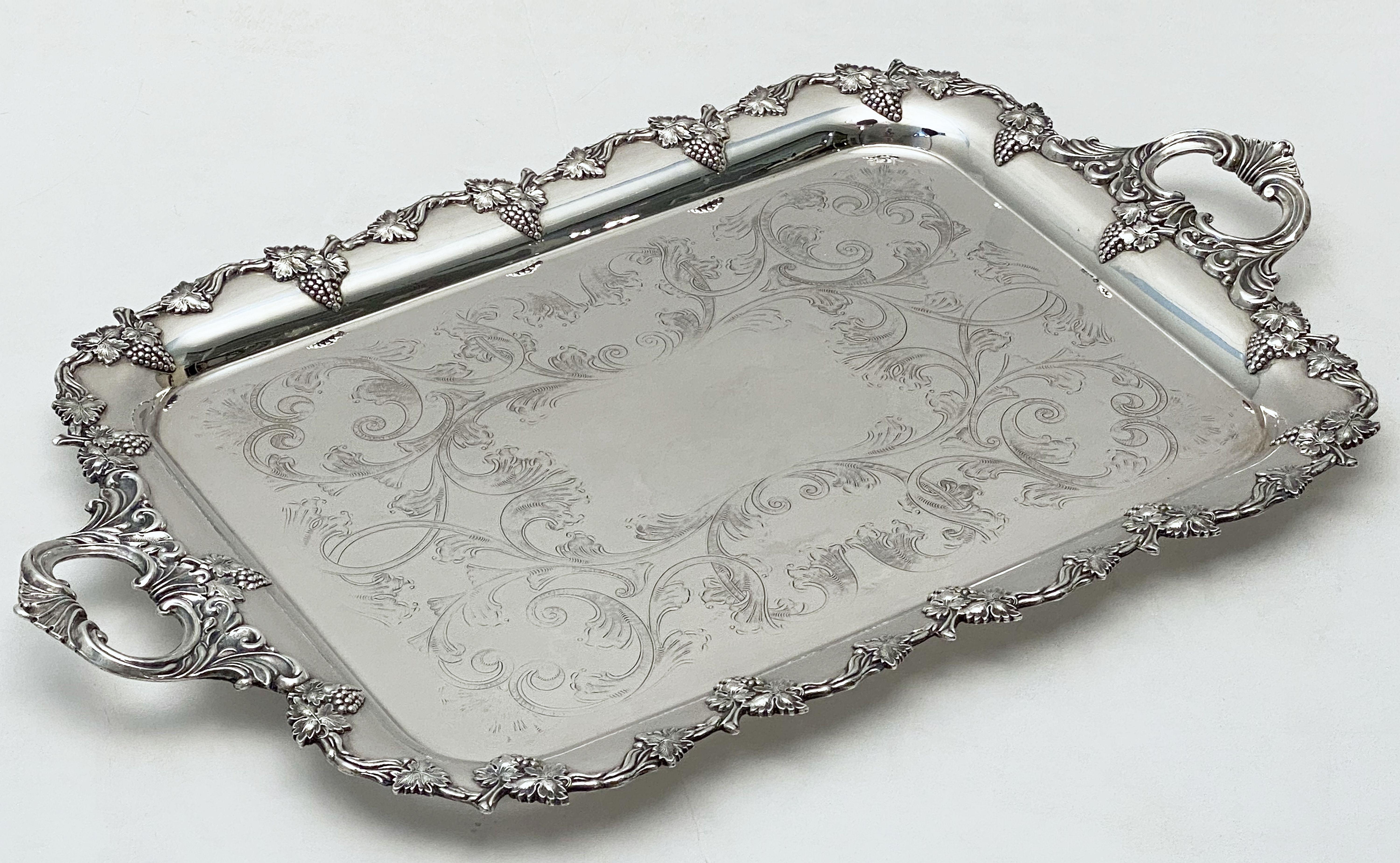 Large Danish Silver Rectangular Serving or Drinks Tray 1