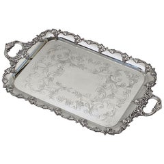 Large Danish Silver Rectangular Serving or Drinks Tray