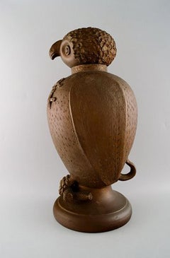 Large Danish Skotterup Owl with Removable Head of Glazed Earthenware
