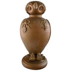 Grande gufo danese Skotterup con testa rimovibile in terracotta smaltata