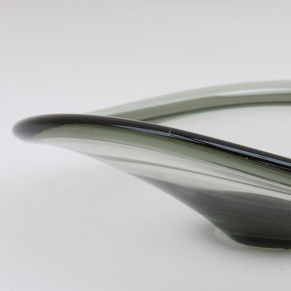 Glass Large Danish Smoked Handblown Selandia Bowl by Per Lutken for Holmegaard Denmark