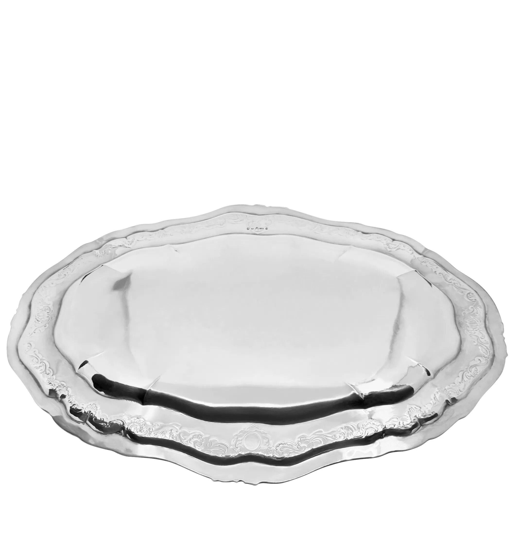 Gran fuente danesa de plata de ley Rosenborg Art Nouveau en venta