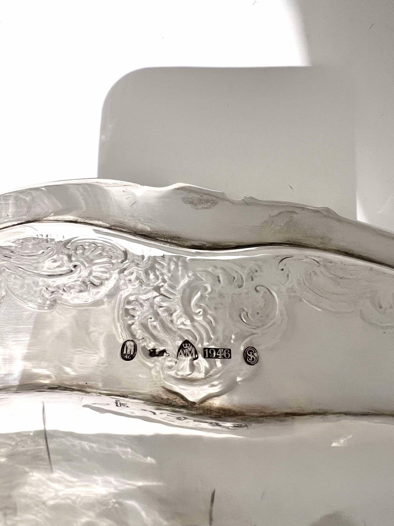 Gran fuente danesa de plata de ley Rosenborg Danés en venta