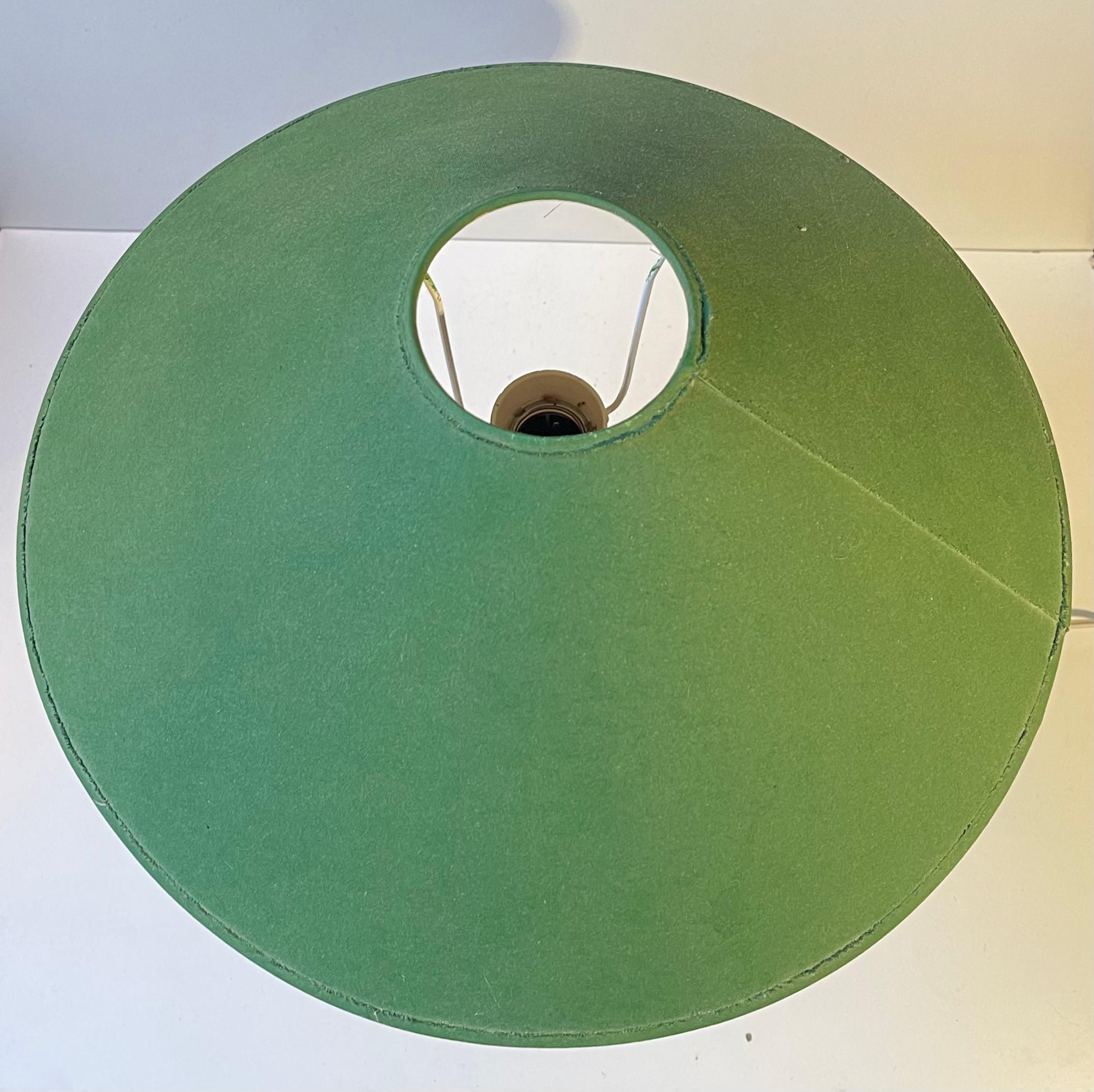 Large Danish Stoneware Table Lamp w. Green Shade by Sejer, 1970s For Sale 4