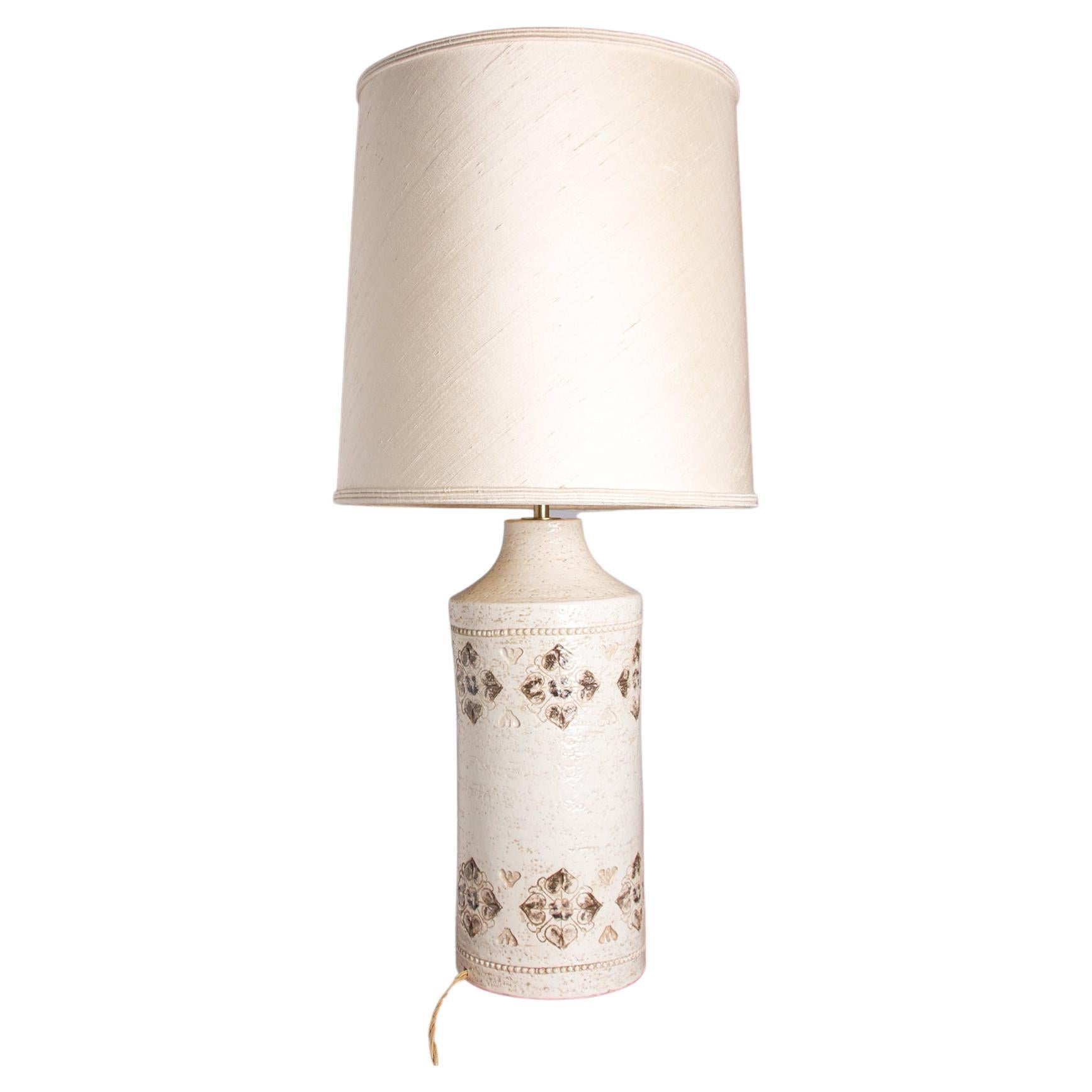 Large Danish table lamp in beige enamelled stoneware by Bitossi for Bergboms 196 For Sale