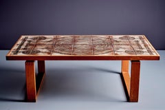 Sofá o mesa de centro danesa grande de teca de Ox-Art