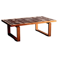 Großes dänisches Teakholz-Kunst-Sofa oder Couchtisch von Ox-Art