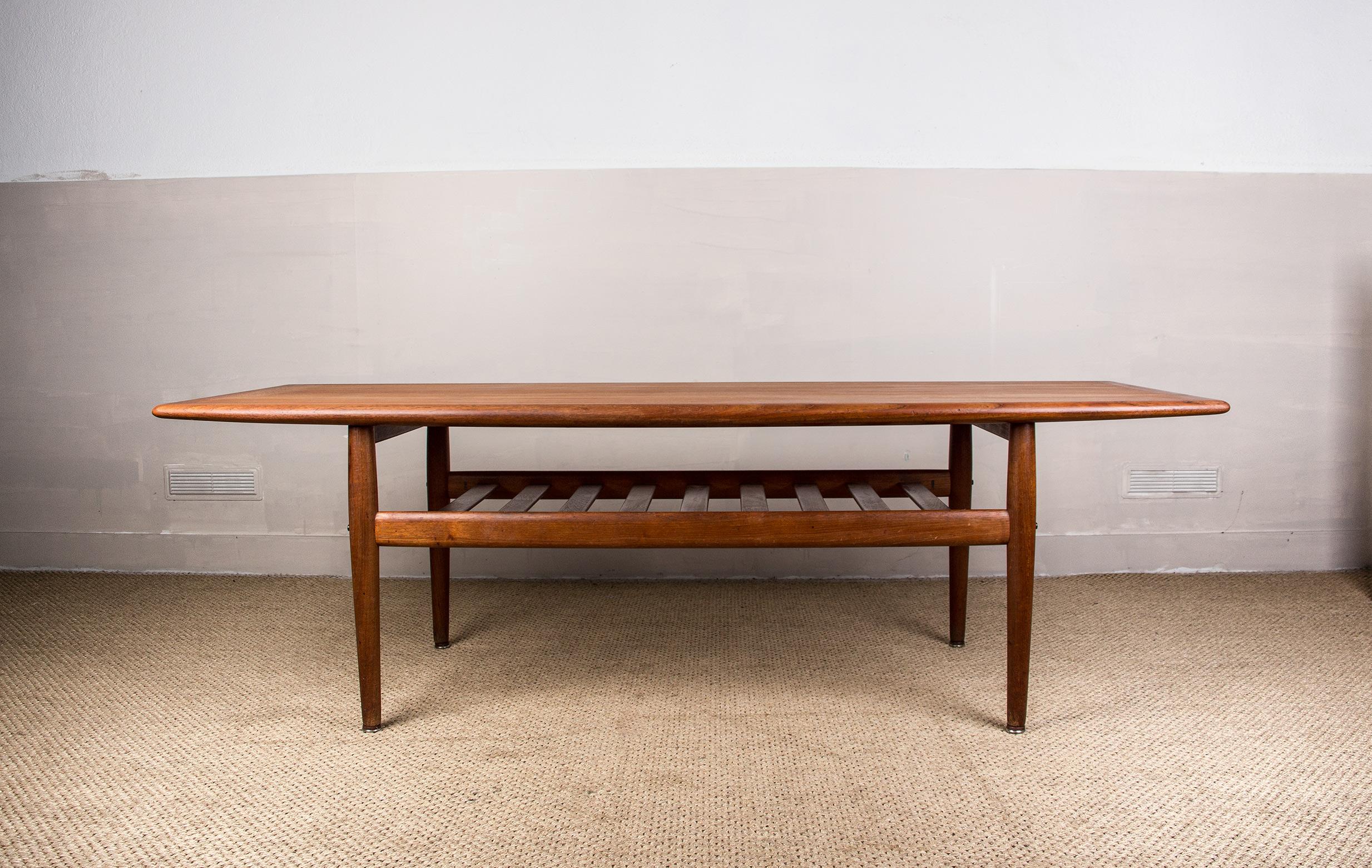 Scandinavian Modern Large Danish Teak Coffee Table by Grete Jalk for Glostrup Mobelfabrik, 1960 For Sale