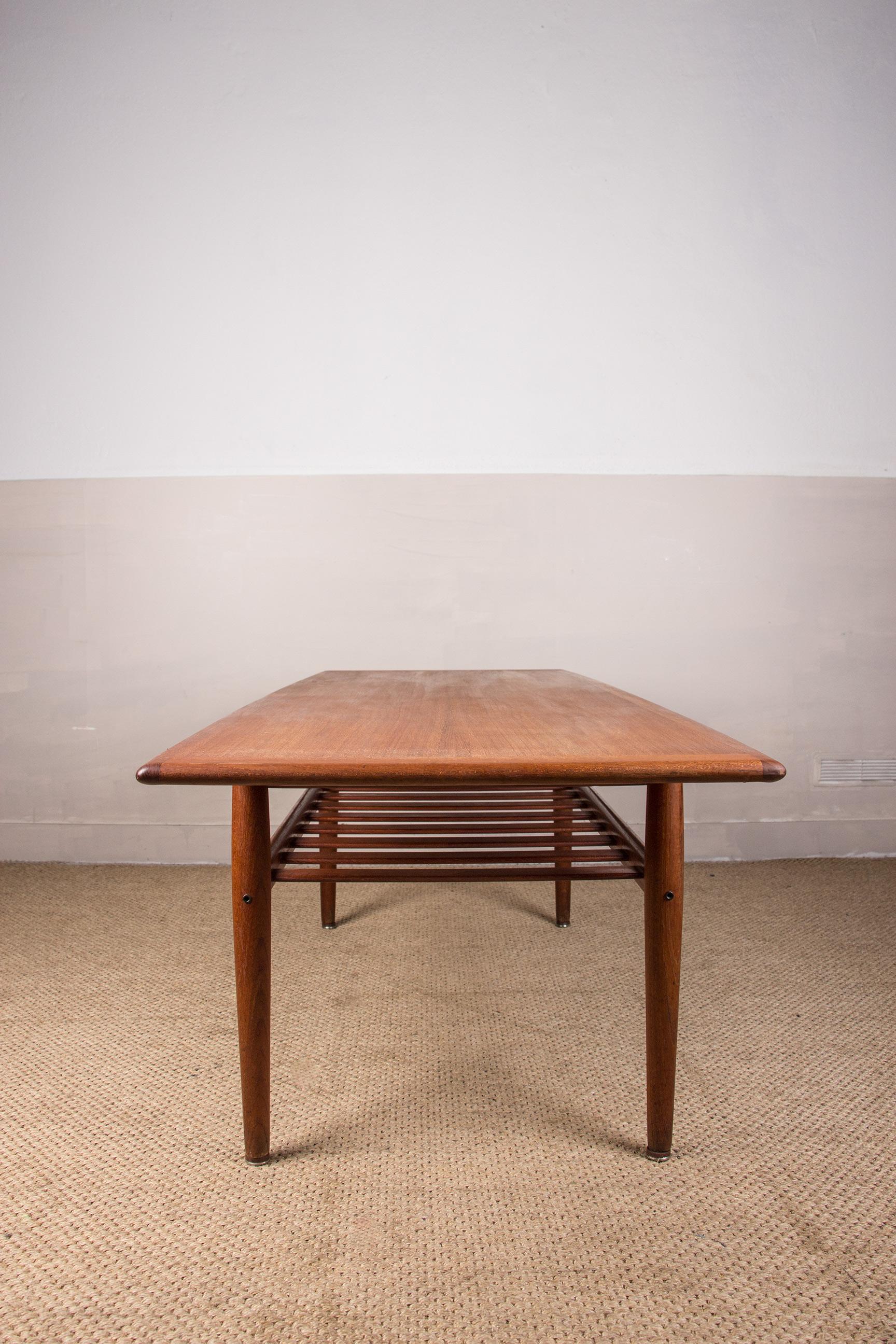 Grande table basse danoise en teck, à deux niveaux, par Grete Jalk pour Glostrup 1960. en vente 5