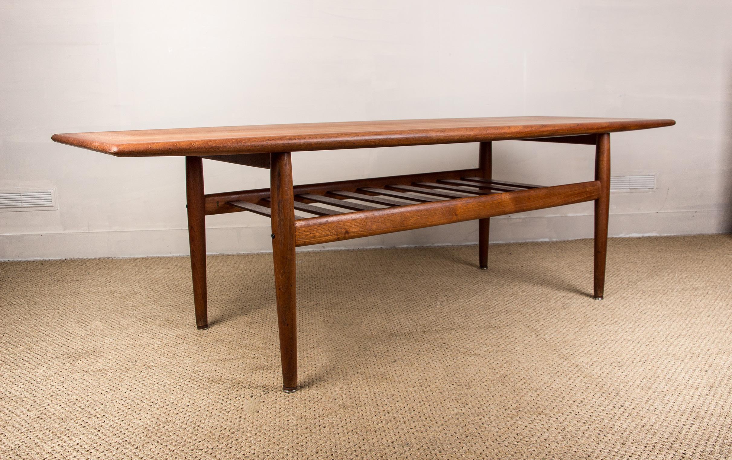 Grande table basse danoise en teck, à deux niveaux, par Grete Jalk pour Glostrup 1960. en vente 2