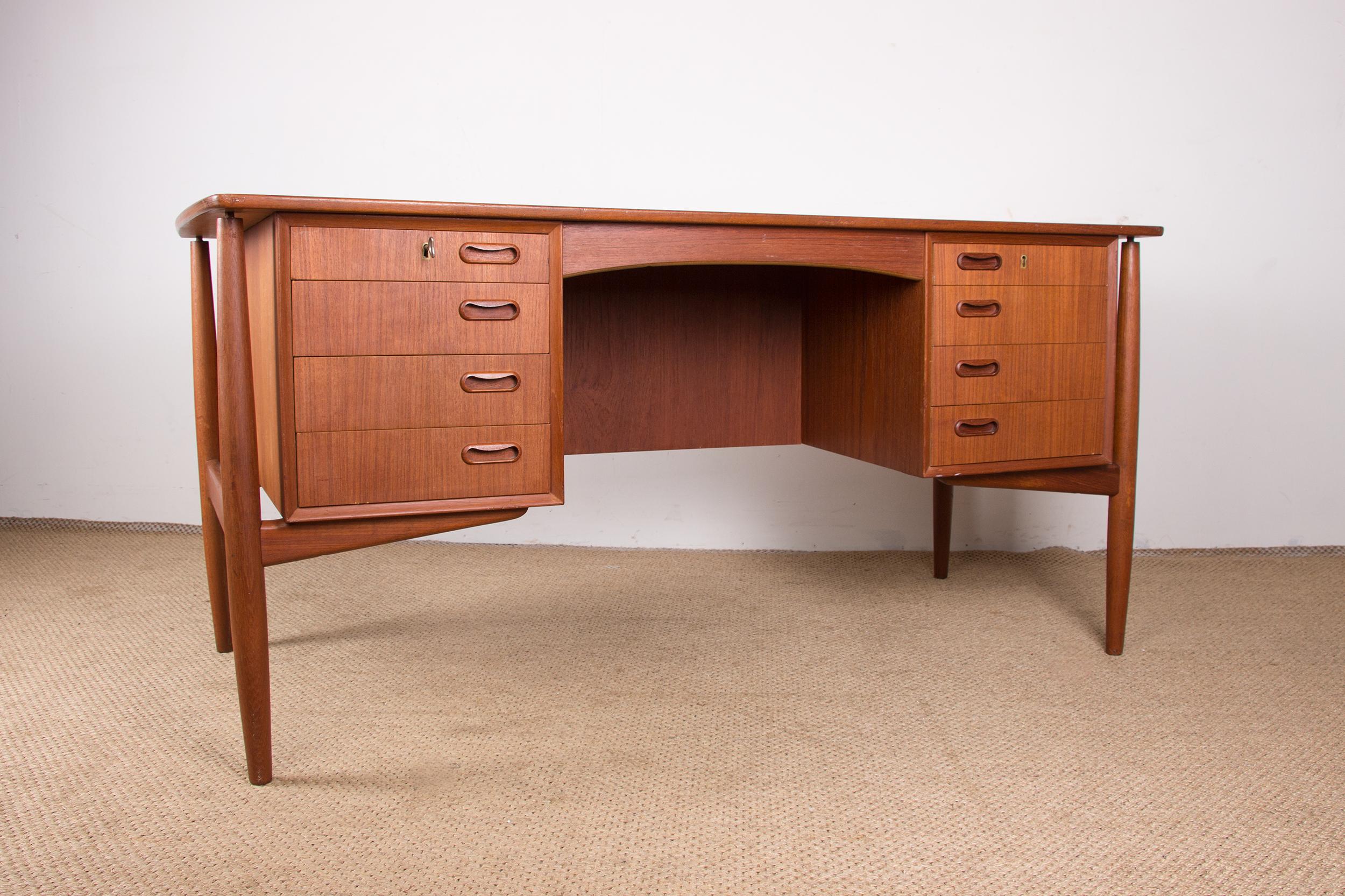 Large Danish Teak Desk, Double Sided, by Svend Aage Madsen for H. P Hansen, 1960 9