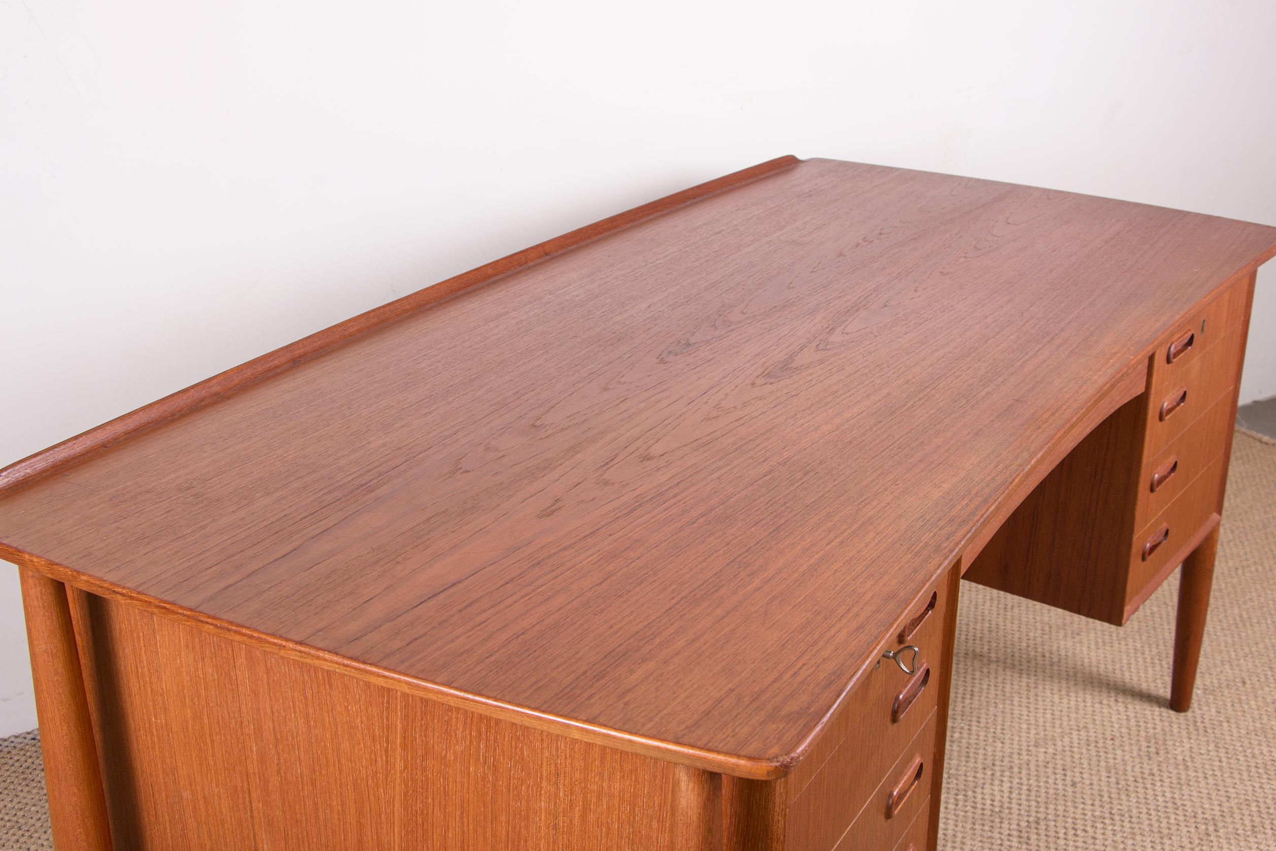 Large Danish Teak Desk, Double Sided, by Svend Aage Madsen for H. P Hansen, 1960 10