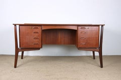 Large Danish teak desk, double sided, by Svend Aage Madsen for H. P Hansen 1960.