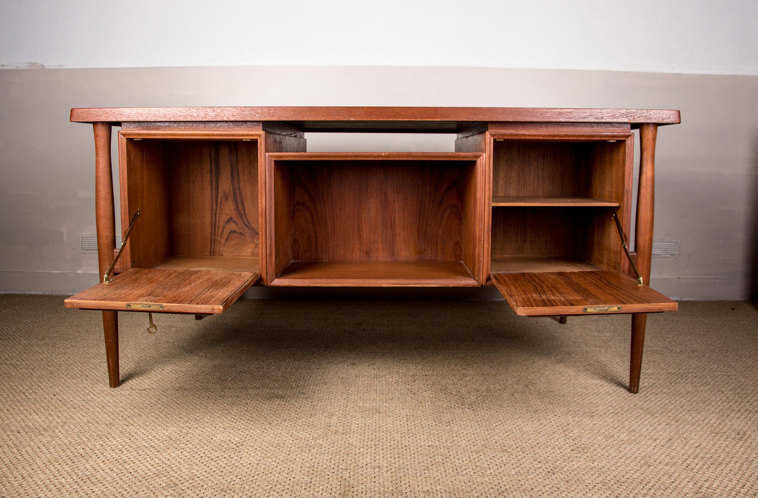 Large Danish Teak Double Sided Executive Office Desk, 1960 10