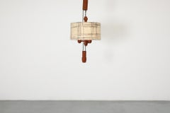 Large Danish Teak Pendant Lamp with Counterweight by Domus 1960s