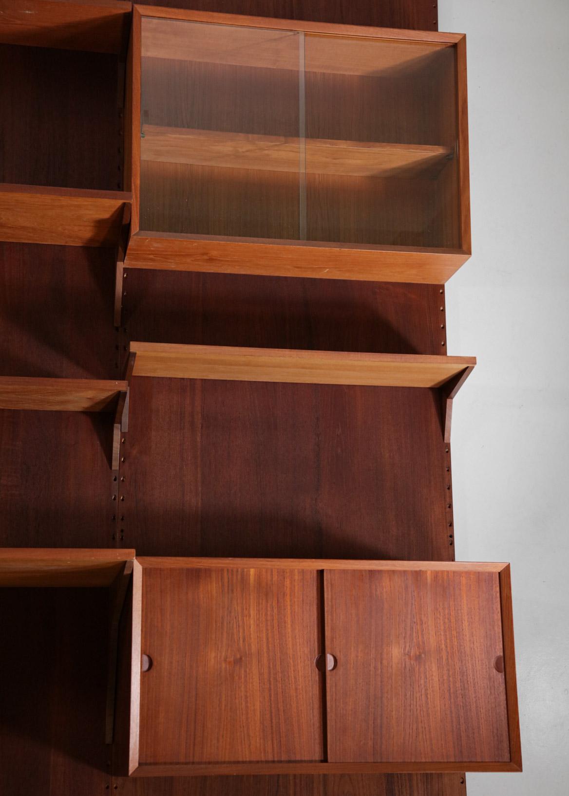 Large Danish Teak Wall Bookcase by Poul Cadovius 3 Sides Scandinavian, F139 6