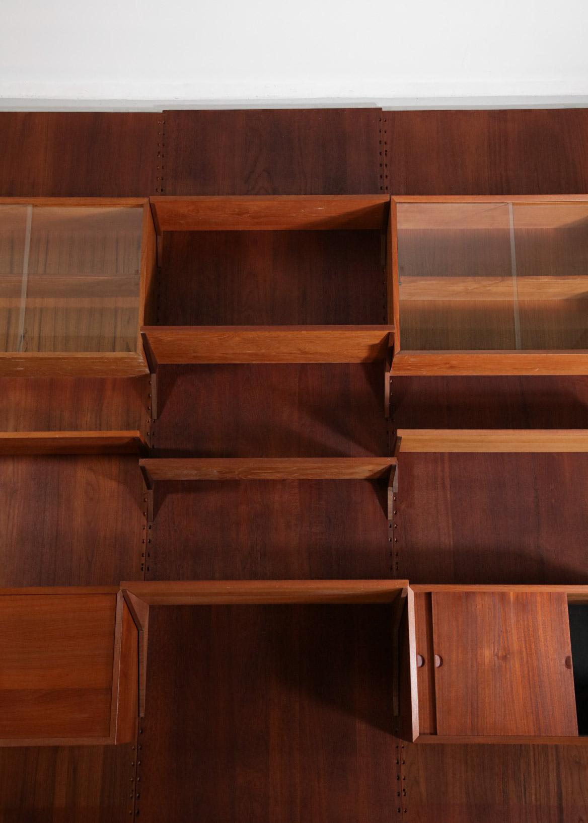 Large Danish Teak Wall Bookcase by Poul Cadovius 3 Sides Scandinavian, F139 7