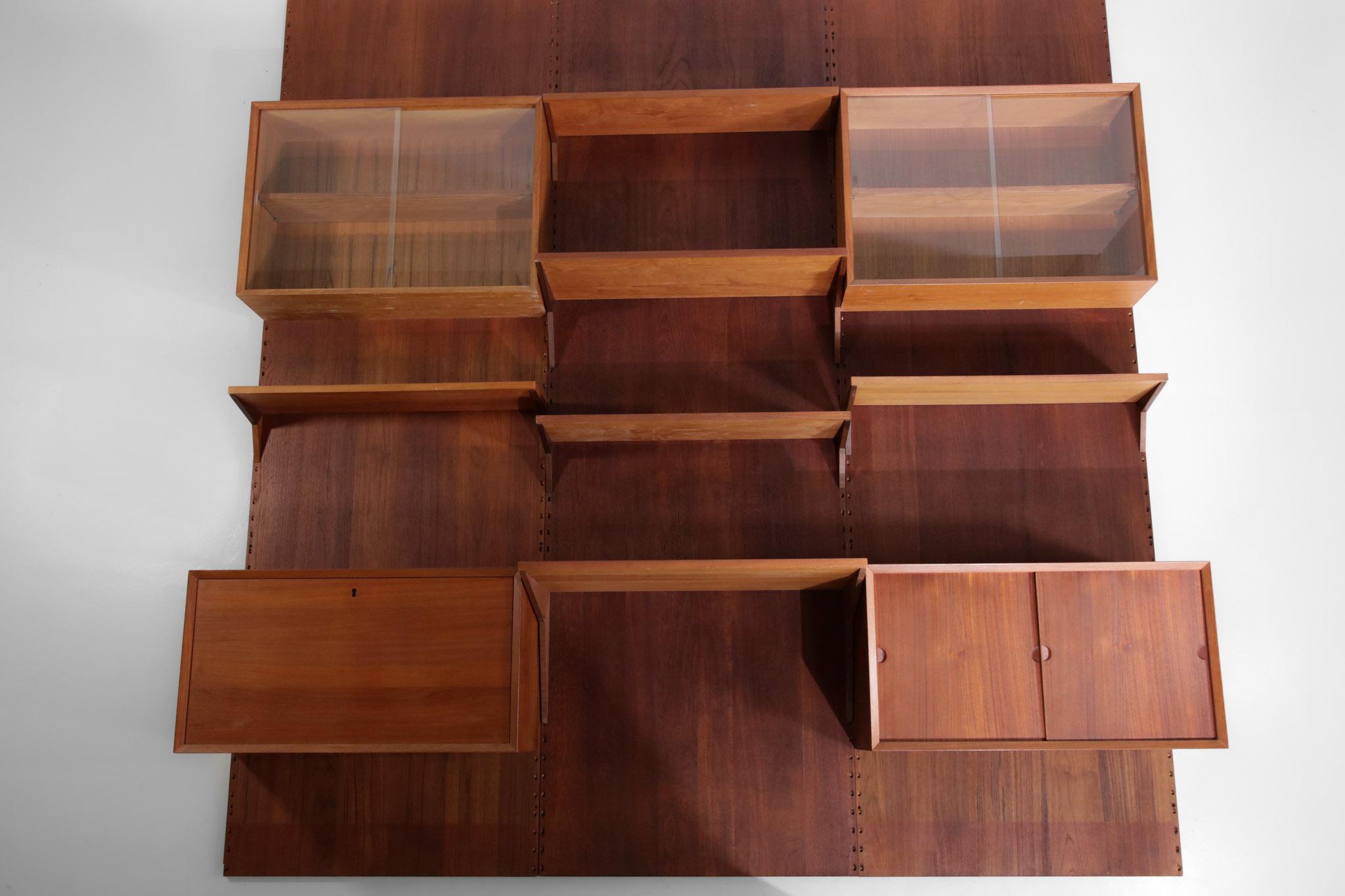 Large Danish Teak Wall Bookcase by Poul Cadovius 3 Sides Scandinavian, F139 In Good Condition In Lyon, FR