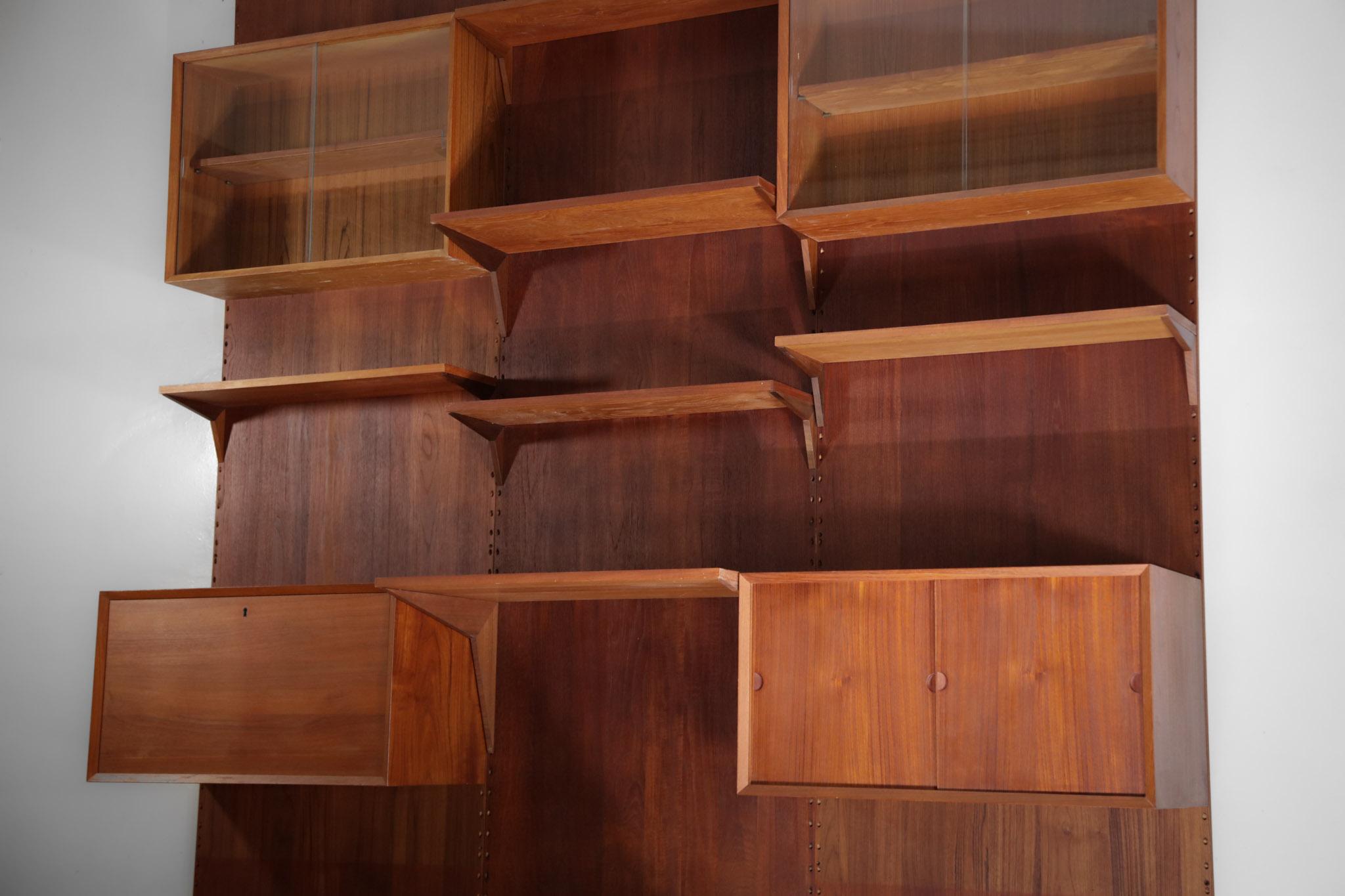 Large Danish Teak Wall Bookcase by Poul Cadovius 3 Sides Scandinavian, F139 2