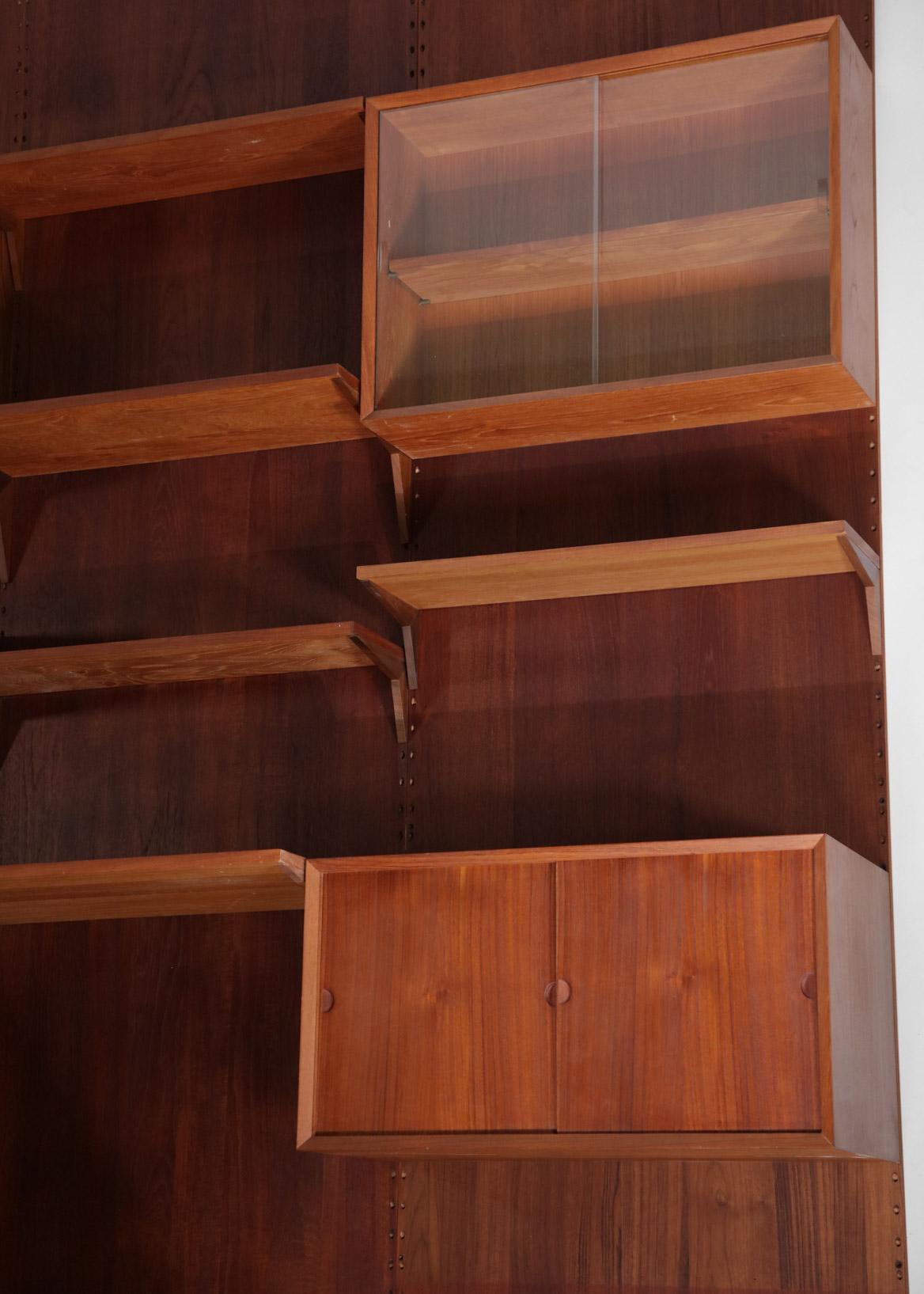 Large Danish Teak Wall Bookcase by Poul Cadovius 3 Sides Scandinavian, F139 3