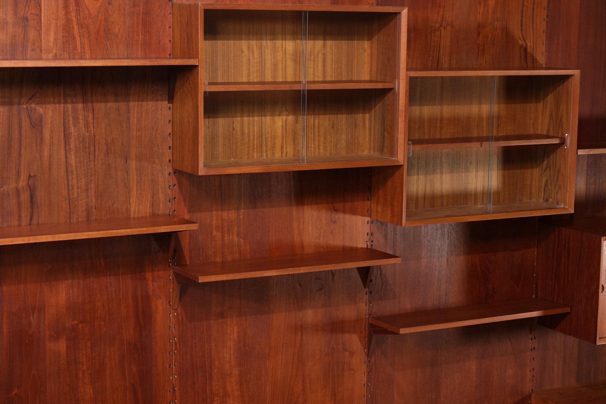 Large Danish Teak Wall Bookcase by Poul Cadovius 4 Sides, F139 1