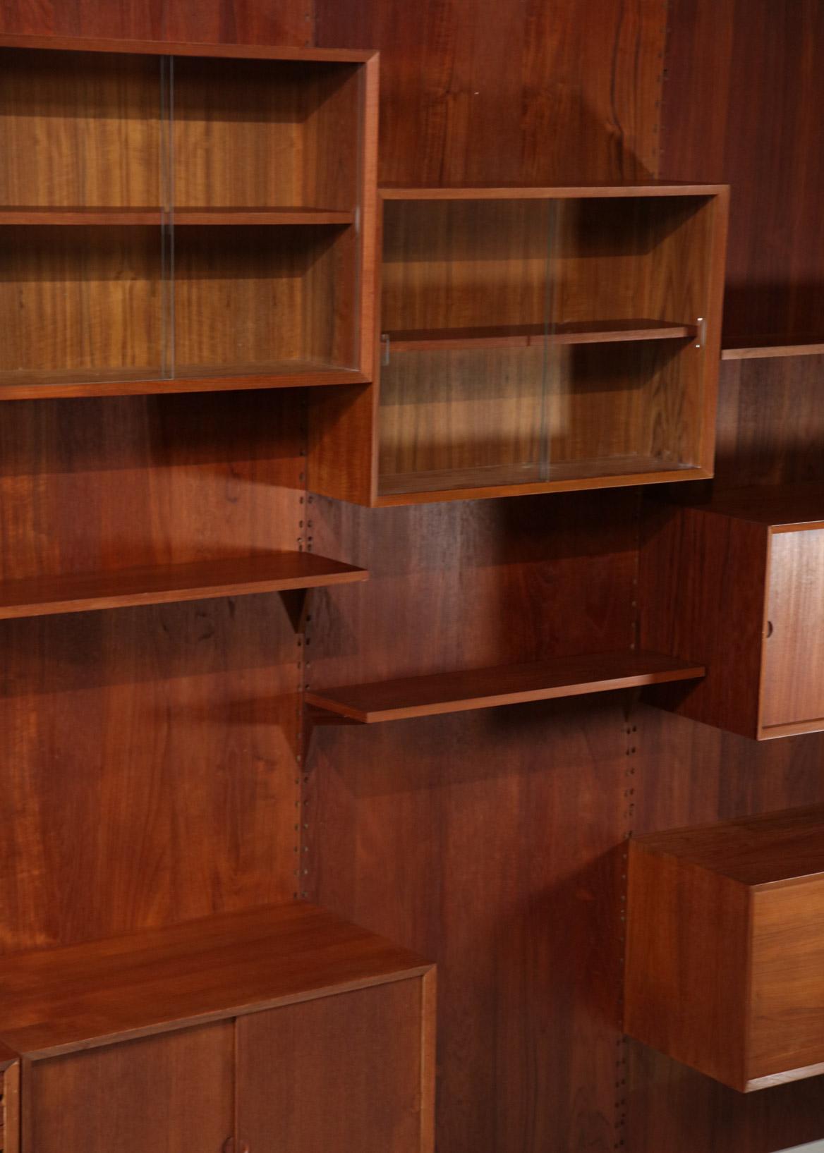 Large Danish Teak Wall Bookcase by Poul Cadovius 4 Sides, F139 2